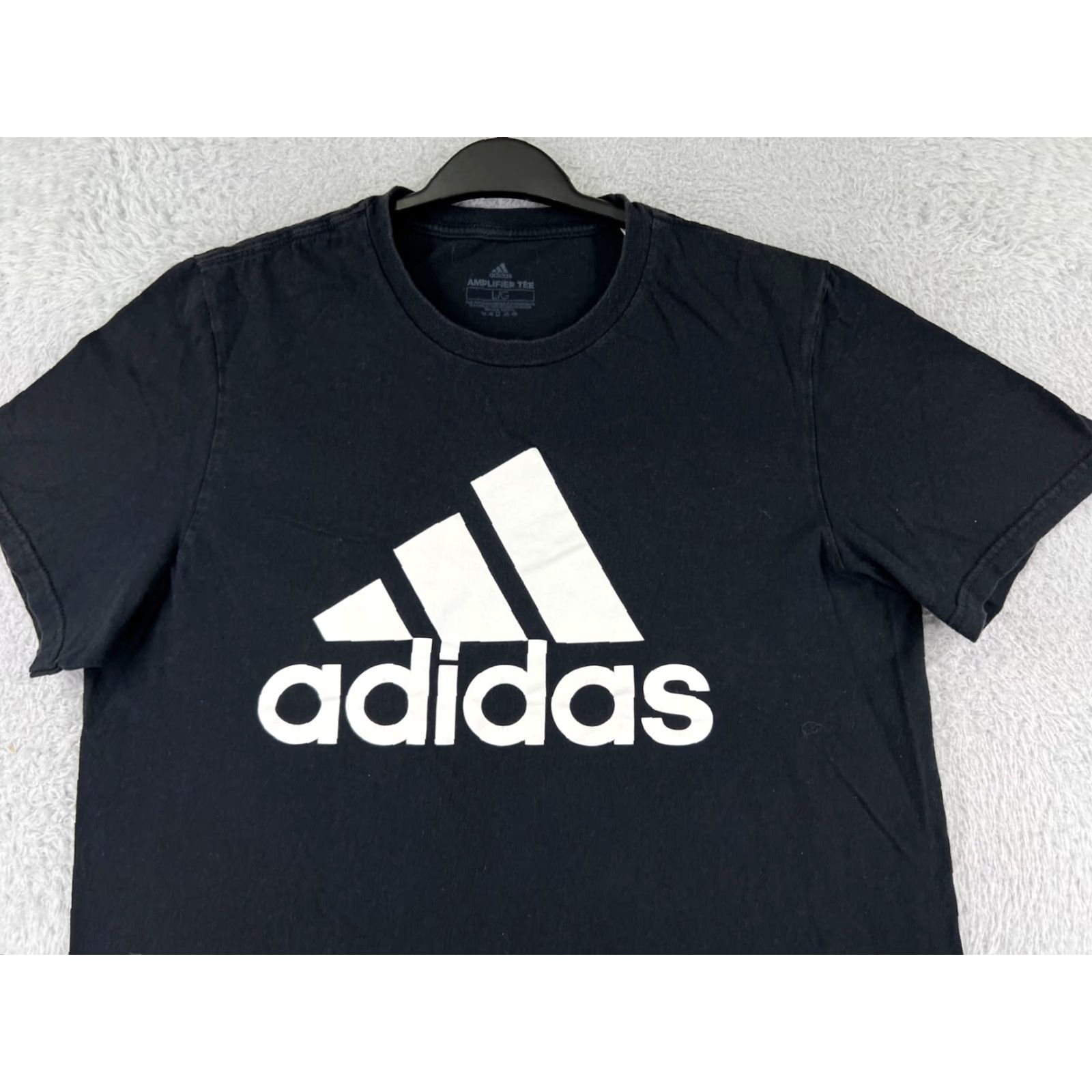 Adidas Adidas Shirt Men Large Black Spellout Logo Short Sleeve Crew Neck 100% Cotton Size US L / EU 52-54 / 3 - 5 Thumbnail