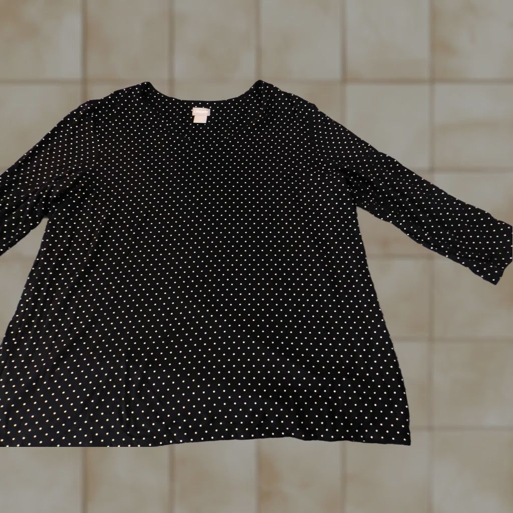 Vintage Chicos Blouse Size 3 black pullover womens dots stretch classic top Size XS / US 0-2 / IT 36-38 - 1 Thumbnail