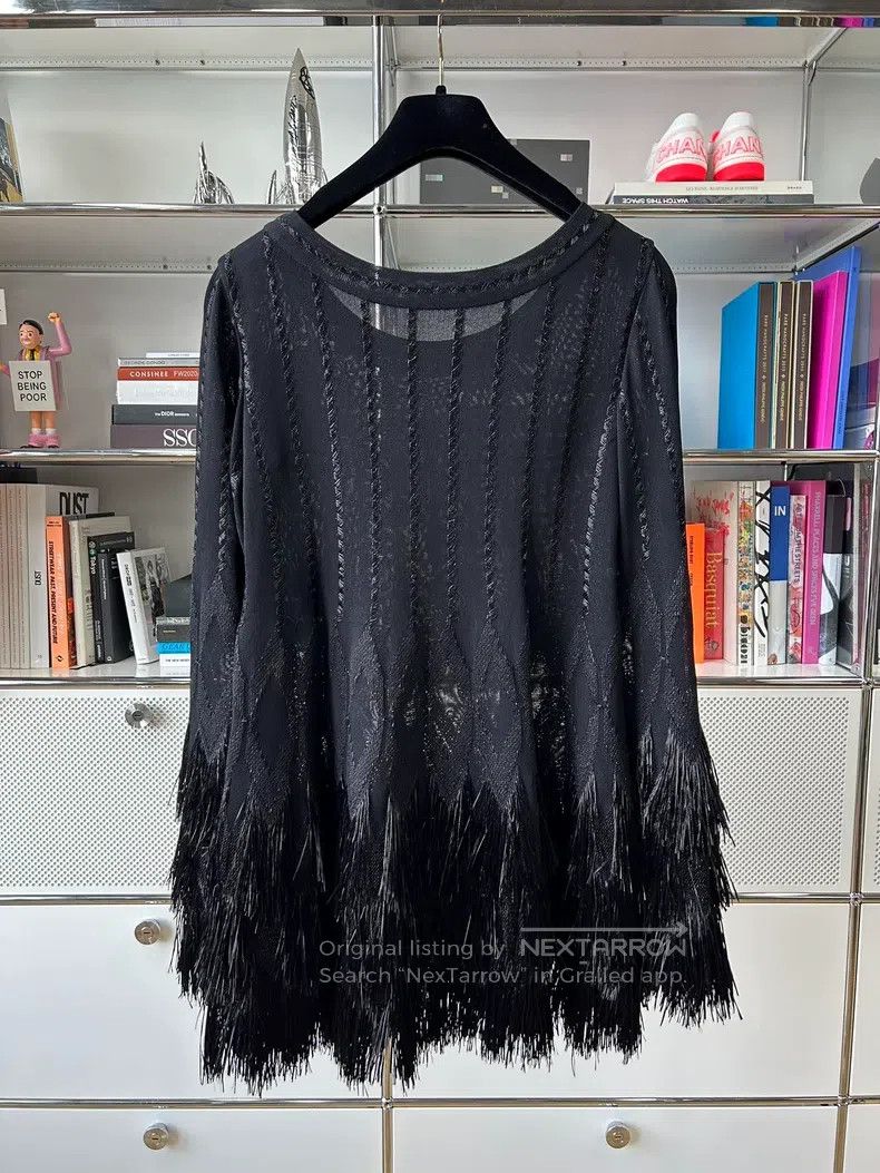 Alaia Alaia Black Fringe Knit Top Size XS / US 0-2 / IT 36-38 - 6 Thumbnail