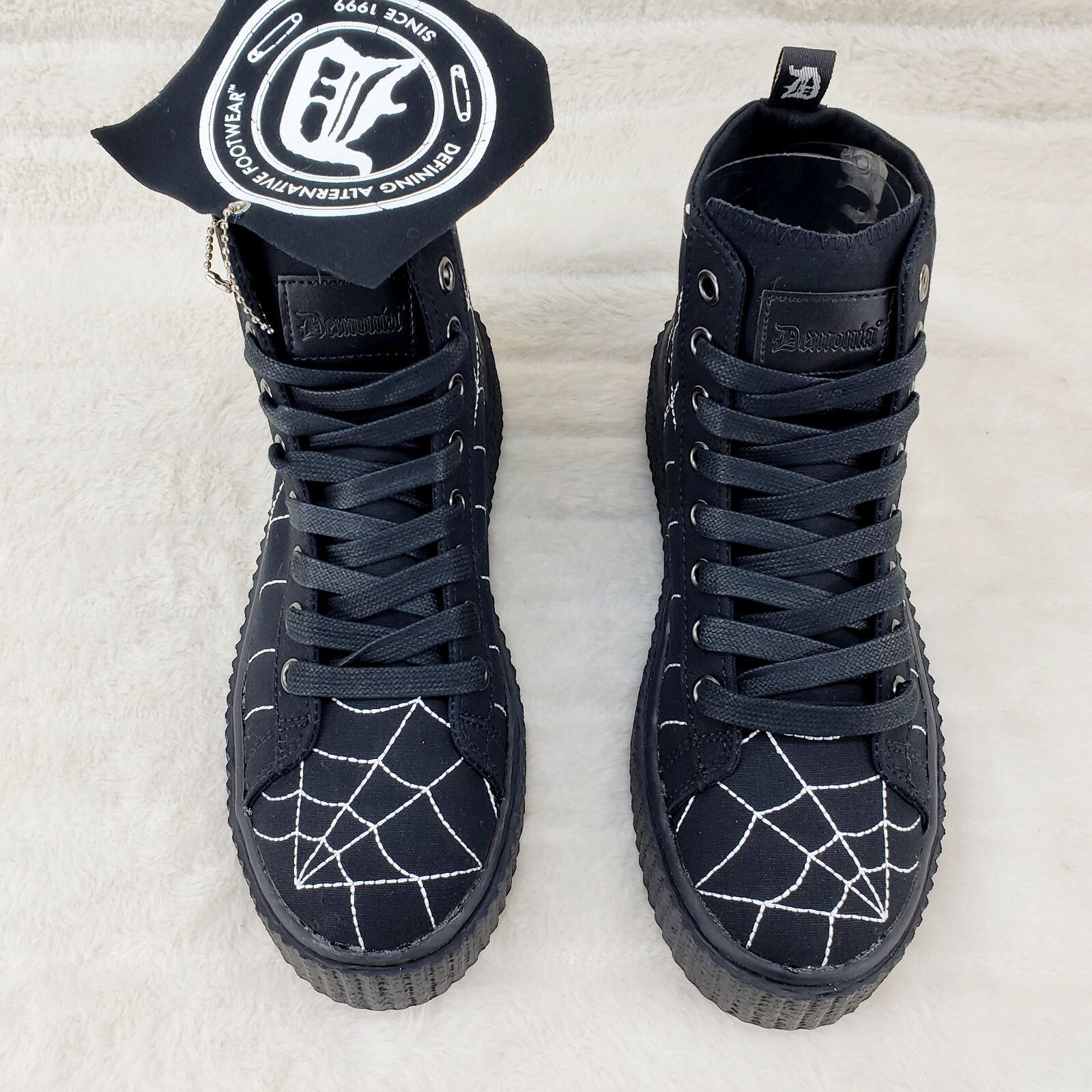 Demonia Cult DEMONIA Stitched Spider Web Hi-Top Creeper Sneaker Goth Pun Size US 11 / EU 44 - 1 Thumbnail
