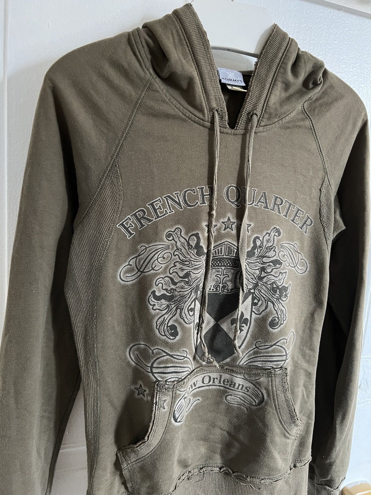 Japanese Brand × Vintage Y2K Khaki hoodie distressed destroyed olive military college Size S / US 4 / IT 40 - 2 Thumbnail