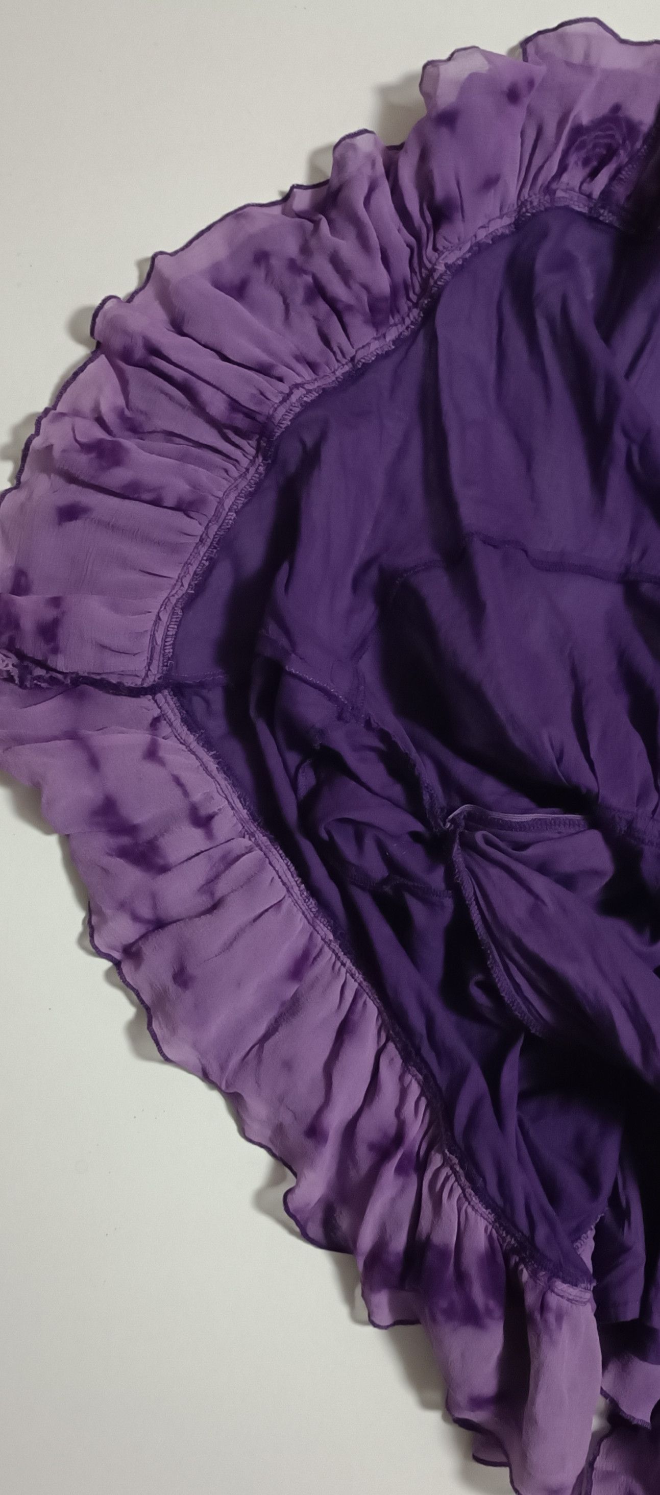 Jean Paul Gaultier Purple cotton skirt with silk ruffles Size 26" / US 2 / IT 38 - 21 Thumbnail