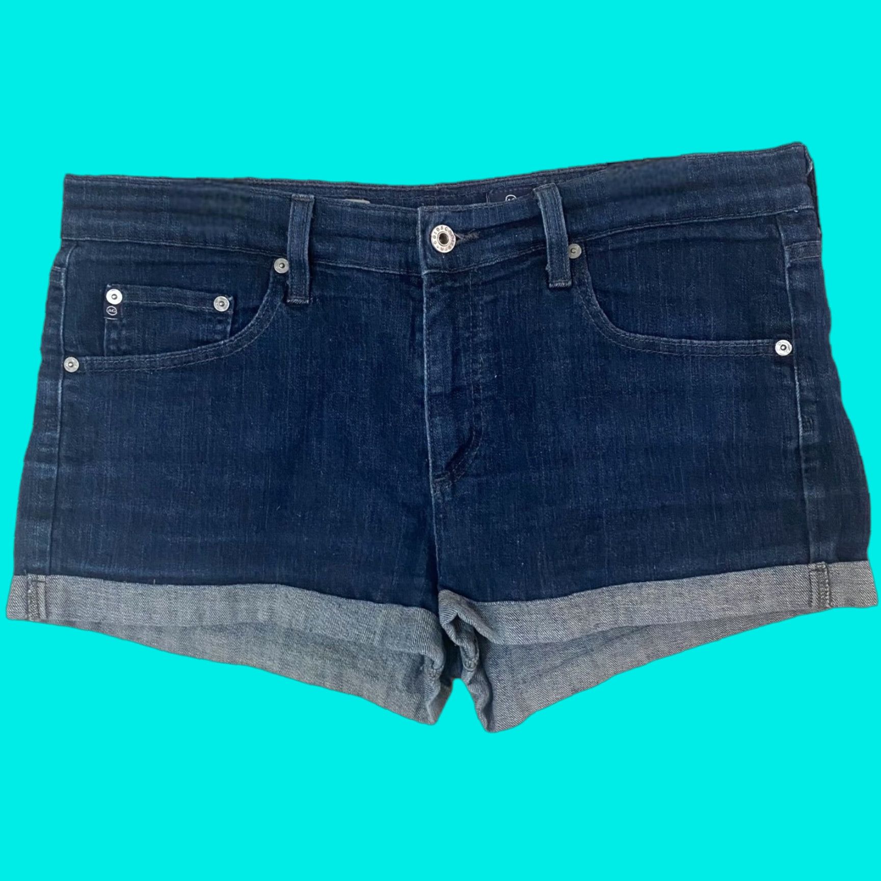 Denime Adriano Goldschmied Pixie Cuffed Jean Shorts Women's 32 Blue Denim Dark Wash Womens Size 24" / US 00 / IT 34 - 1 Thumbnail