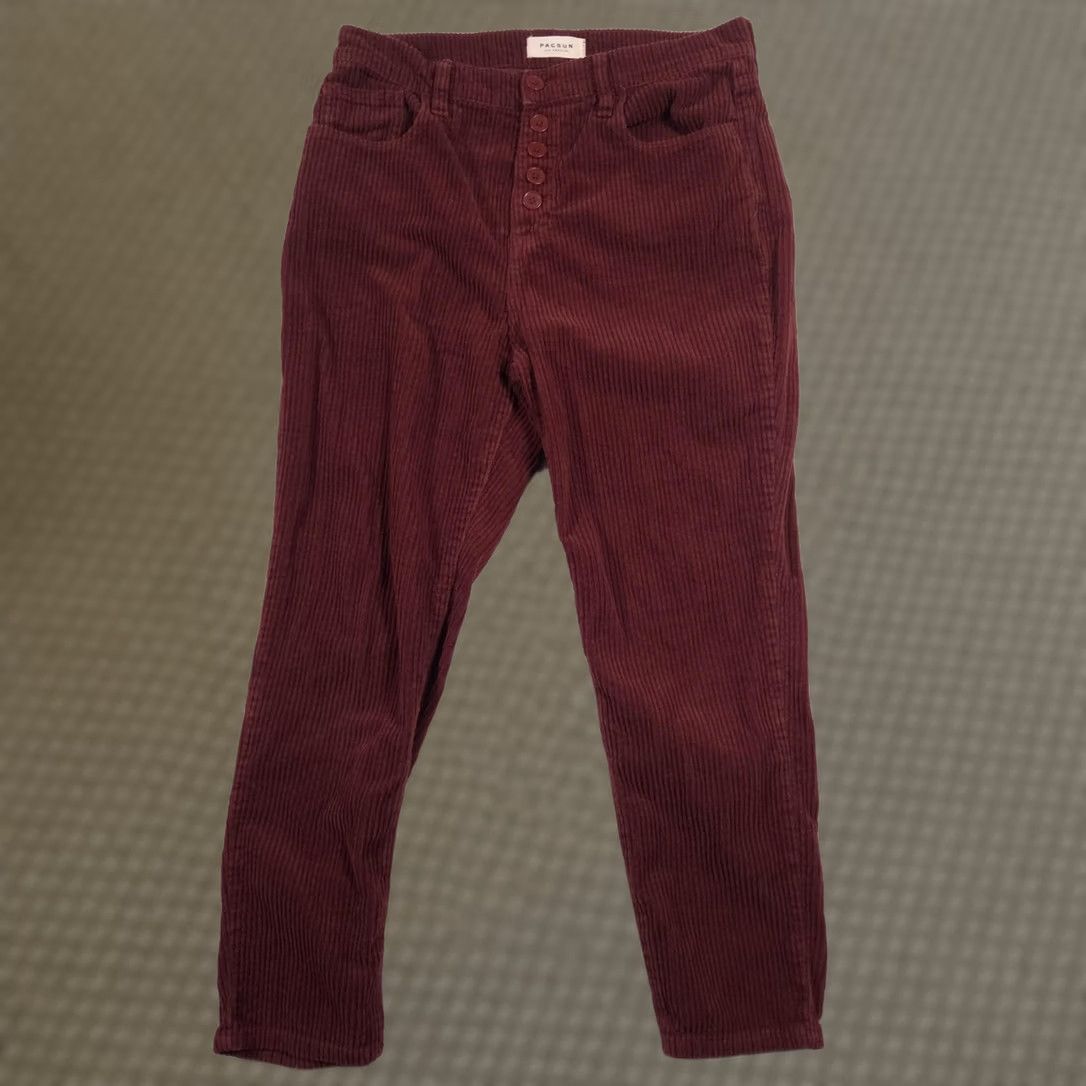 Pacsun VINTAGE PacSun Pants Womens 30 Red Corduroy High Rise Button Fly Ankle Tapered Size 30" / US 8 / IT 44 - 1 Thumbnail