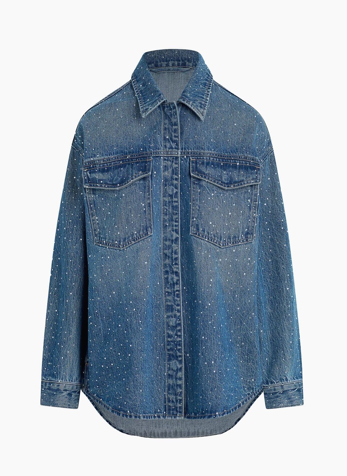 Joe's Joe's Jeans Katrina Crystal-Embellished Denim Shirt Jacket Size S / US 4 / IT 40 - 3 Thumbnail