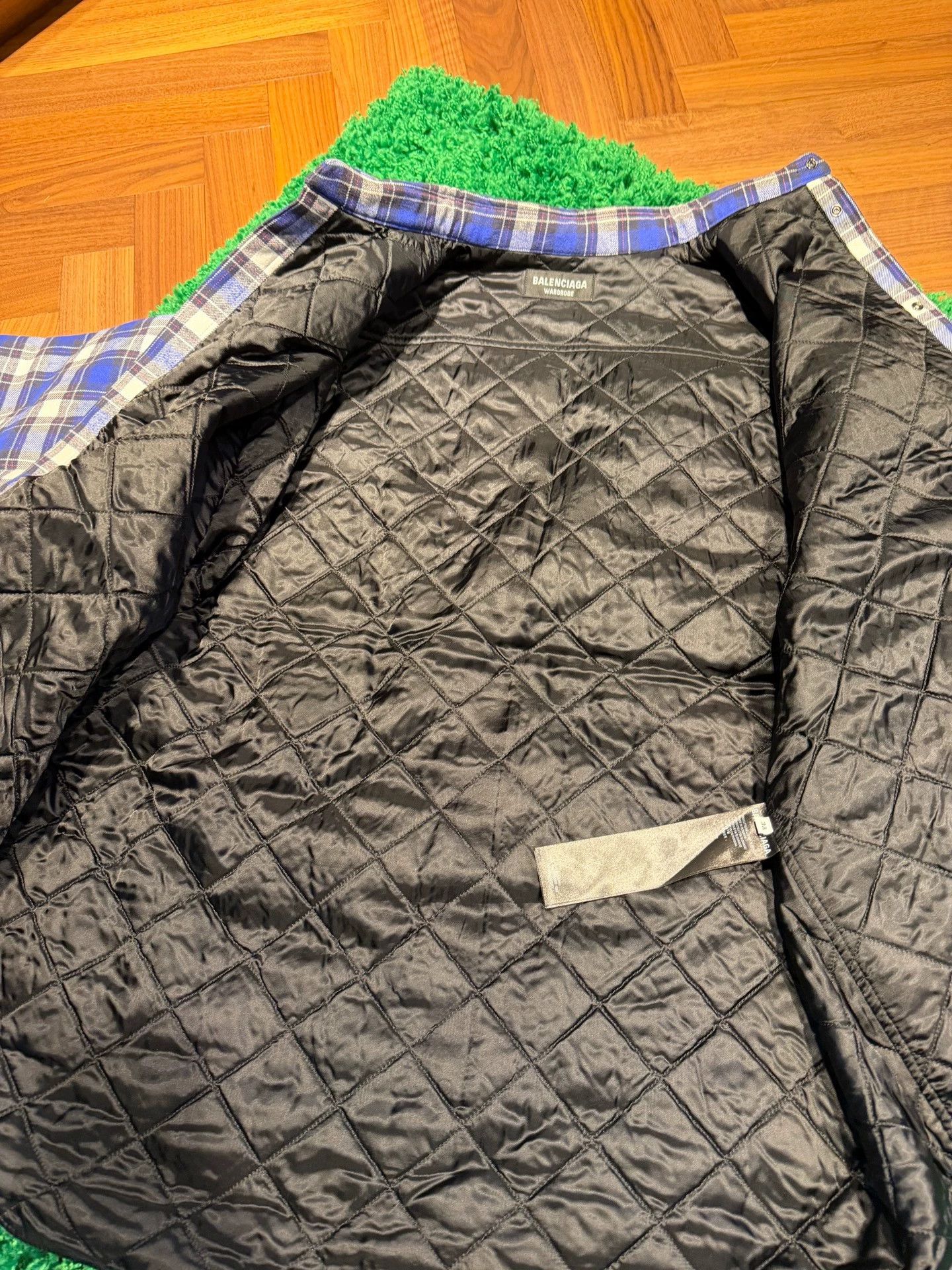Balenciaga Balenciaga Blue Plaid Quilted Shirt, Size 38 Size US M / EU 48-50 / 2 - 3 Thumbnail