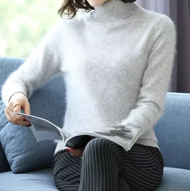Other 100% Mink Cashmere Casual Turtleneck Gray Sweater Pullover Size S / US 4 / IT 40 - 1 Thumbnail