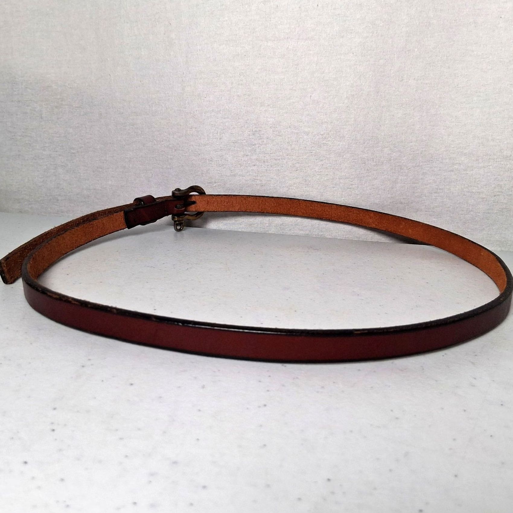 Etienne Aigner VINTAGE Etienne Aigner Belt Women 32 Leather Brass Buckle 1/2" Brown Adjustable Horsehoe Buckle Size ONE SIZE - 3 Thumbnail