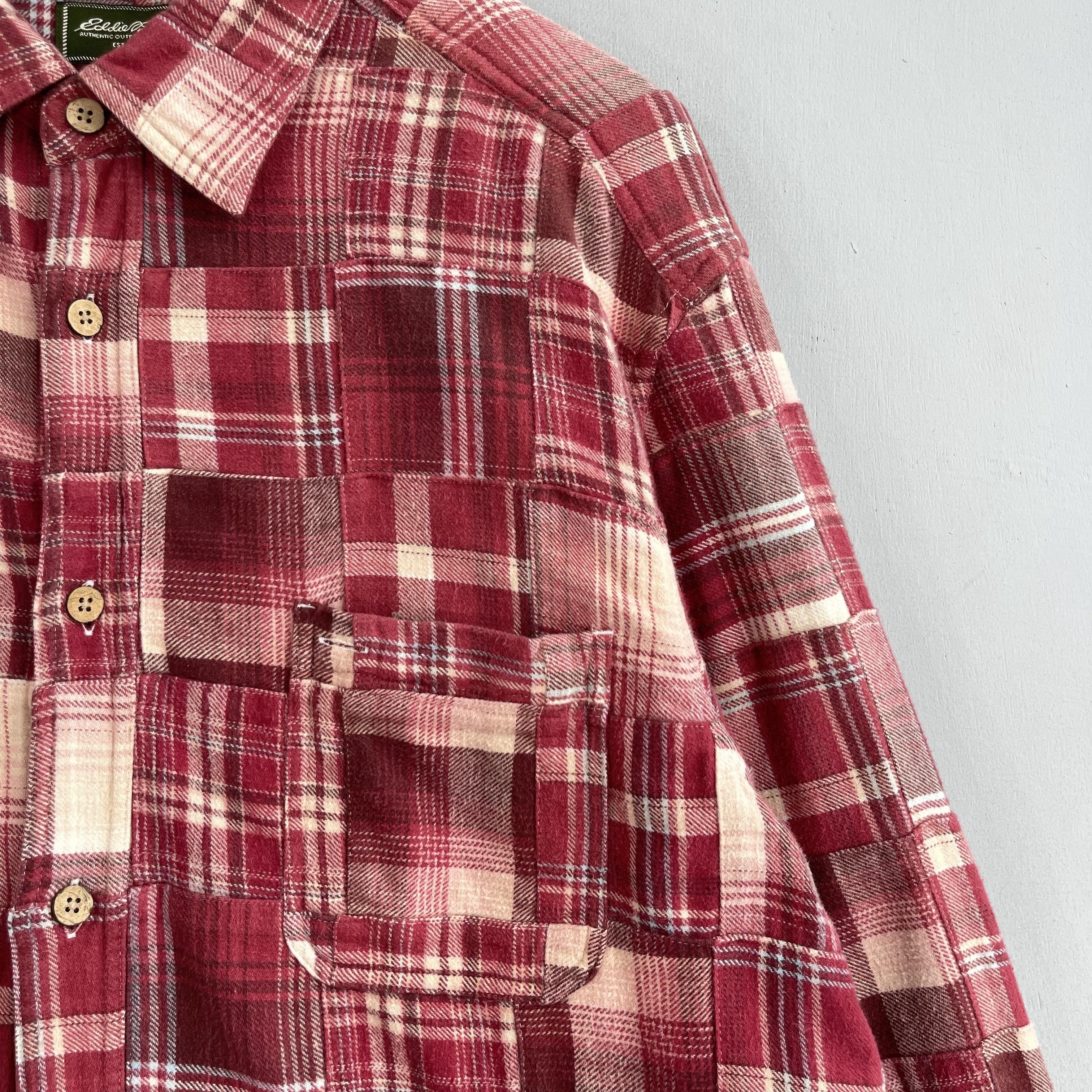 Eddie Bauer Vintage EDDIE BAUER Patchwork Red Tartan Rebuild Flannel Size US XL / EU 56 / 4 - 3 Thumbnail