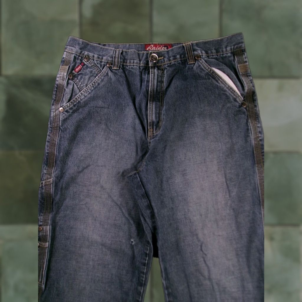 Denime Raider Jeans Mens 38 Relaxed Cargo Pocket Distressed Blue Denim Jeans Article 100% Cotton Size US 38 / EU 54 - 1 Thumbnail