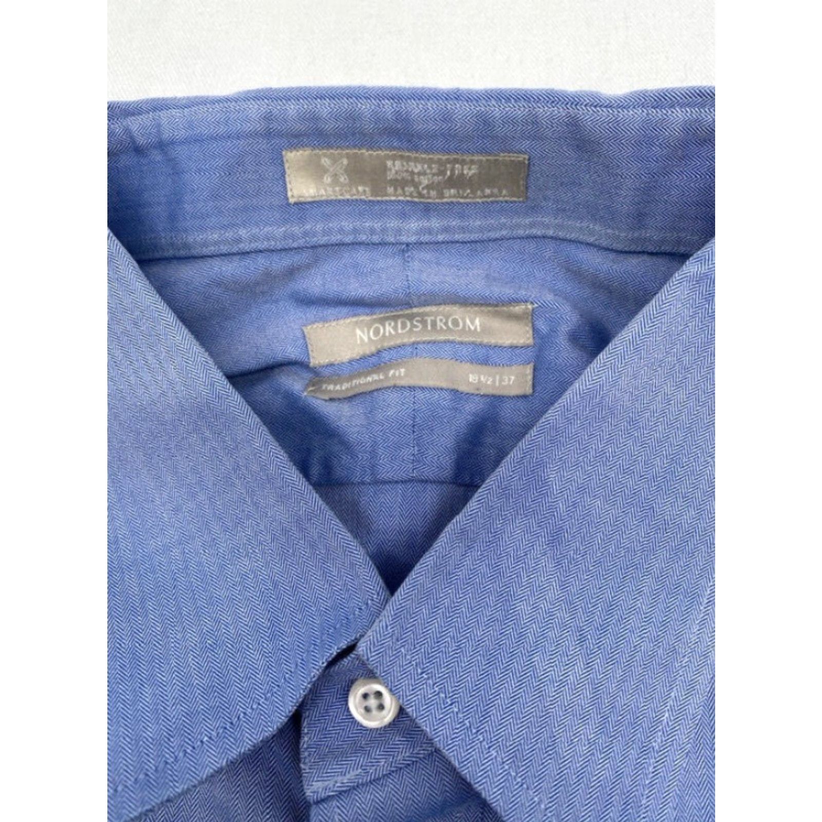 Nordstrom Nordstrom Long Sleeve Shirt Mens 2XL Blue 100% Cotton Dress Shirt Neckline Collared Spread Button Size US XXL / EU 58 / 5 - 5 Thumbnail