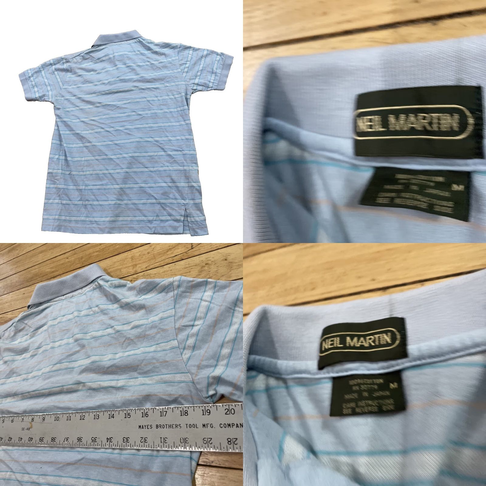 Vintage NEIL MARTIN Polo Shirt Men M Blue Made In Japan Preppy Retro Golf Spread Collar Short Sleeve Striped Pattern Size US M / EU 48-50 / 2 - 9 Thumbnail