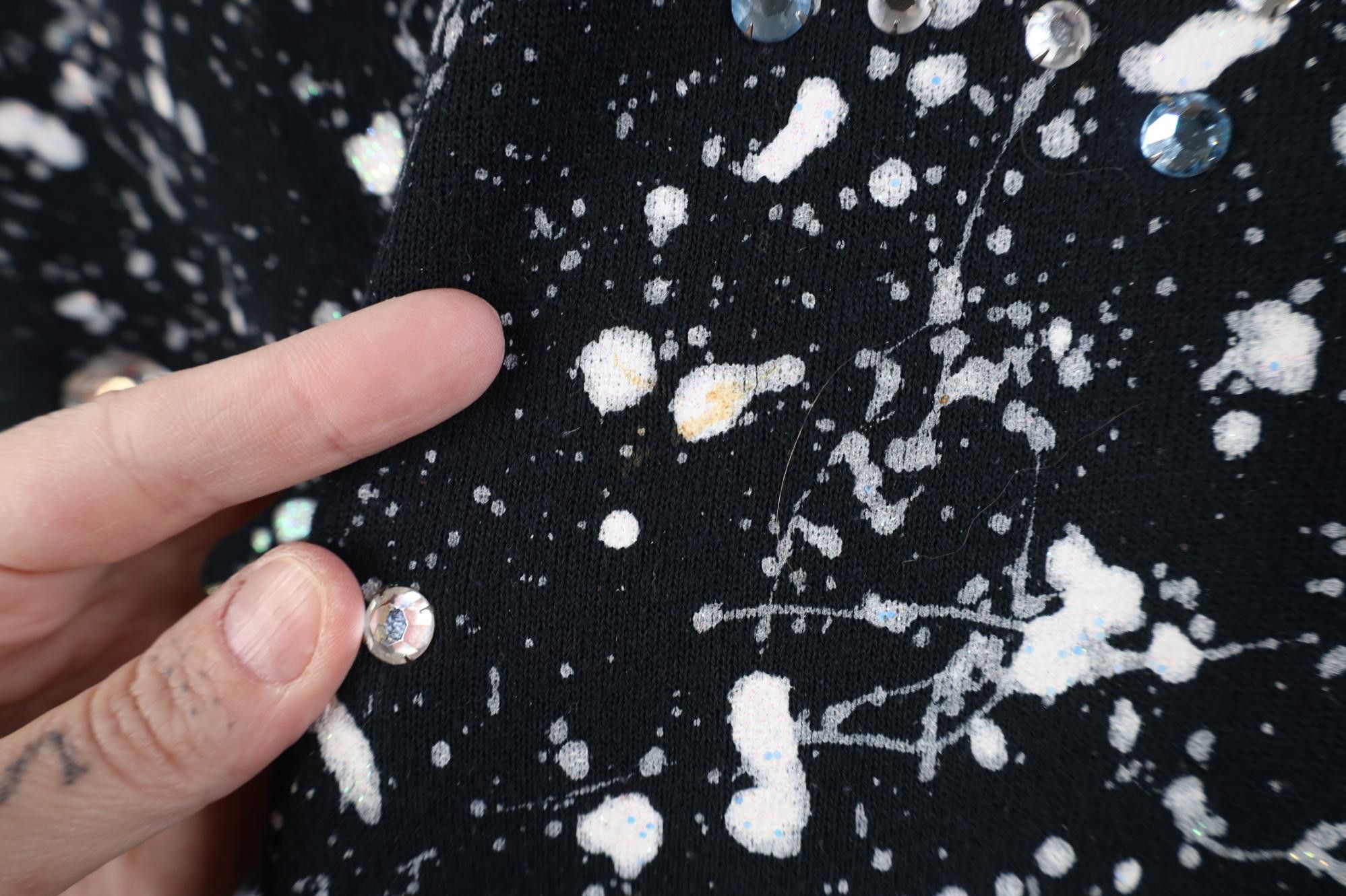 Vintage Vintage 90s Rhinestoned Snow Glitter Glue Sweatshirt USA Size XL / US 12-14 / IT 48-50 - 8 Thumbnail