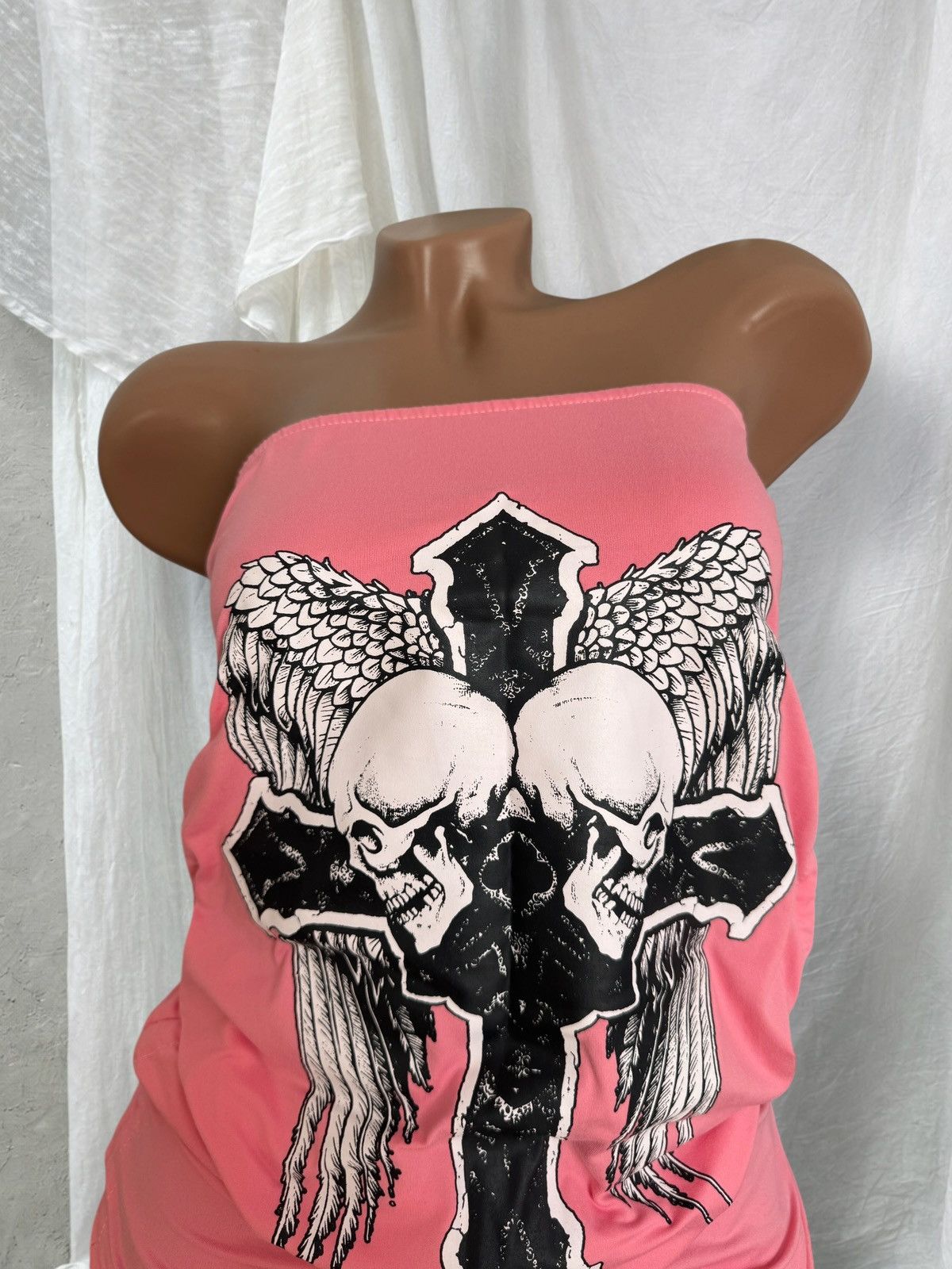 If Six Was Nine Affliction Style Y2K Gothic Skull Print Mini Dress Size M / US 6-8 / IT 42-44 - 2 Thumbnail