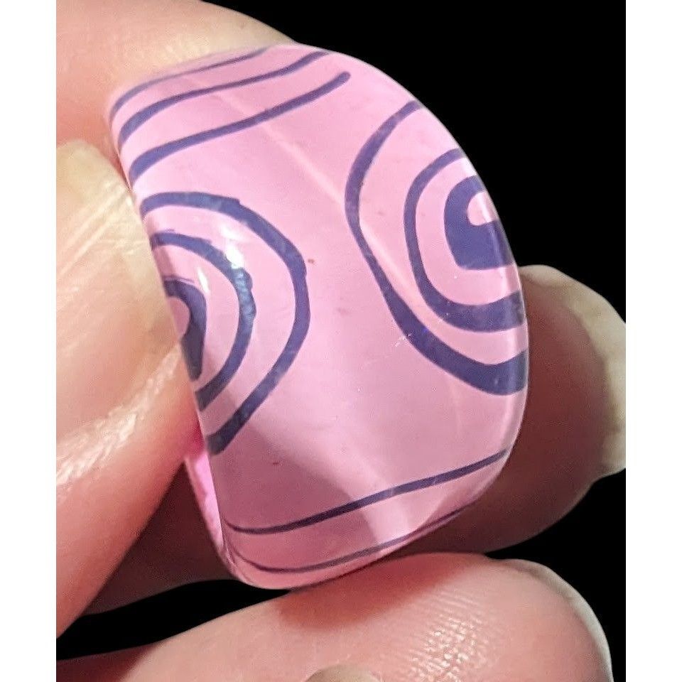 Other Bubblegum Pink And Purple Abstract Swirl Retro Chunky Ring S Size ONE SIZE - 5 Thumbnail