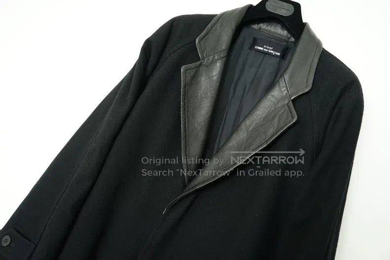 Comme des Garcons Comme Des Garcons Leather Patchwork Collar Mid-Length Wool Size S / US 4 / IT 40 - 3 Thumbnail