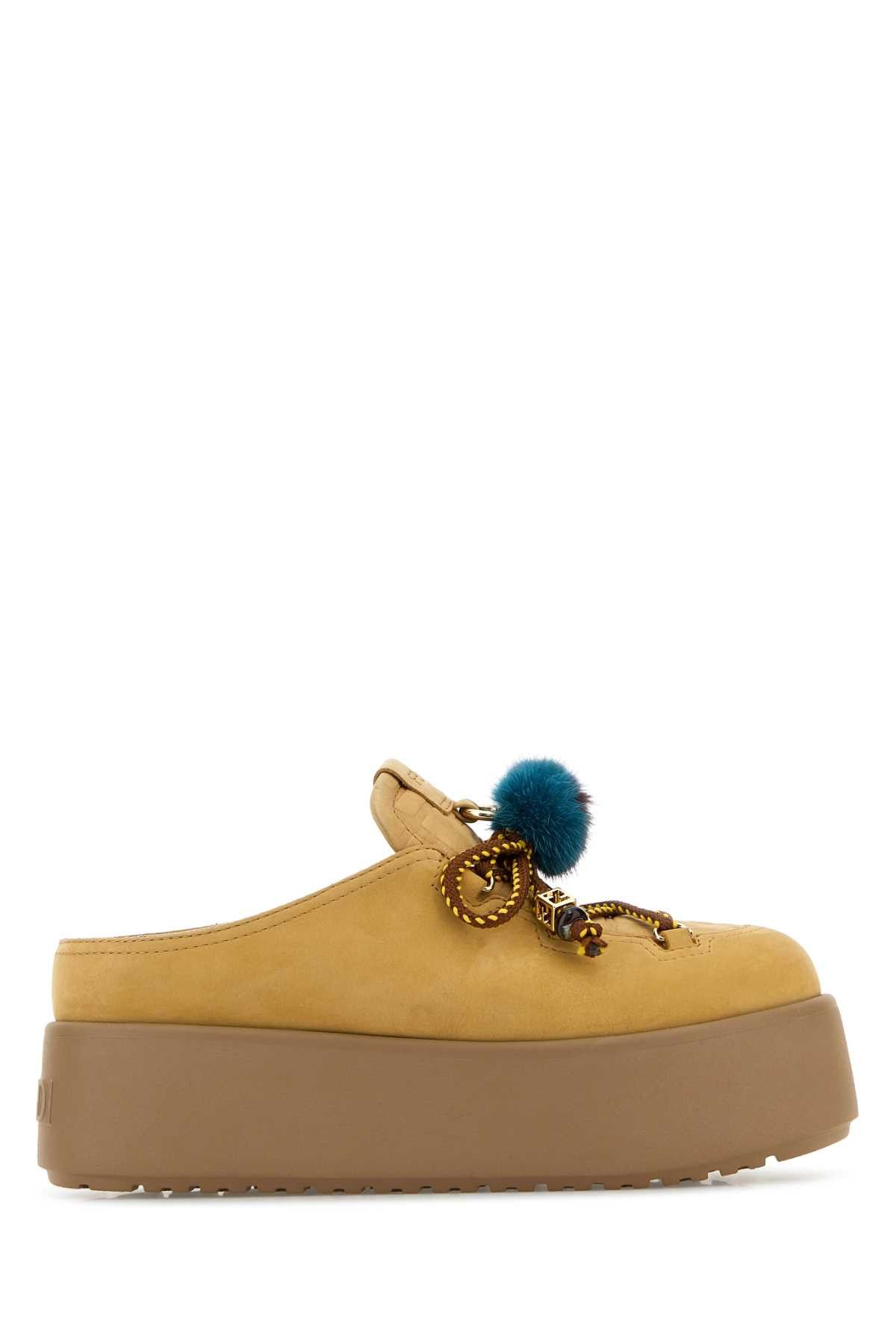 Fendi Beige Nubuck Apres Chic Mules Size US 10 / IT 40 - 1 Thumbnail