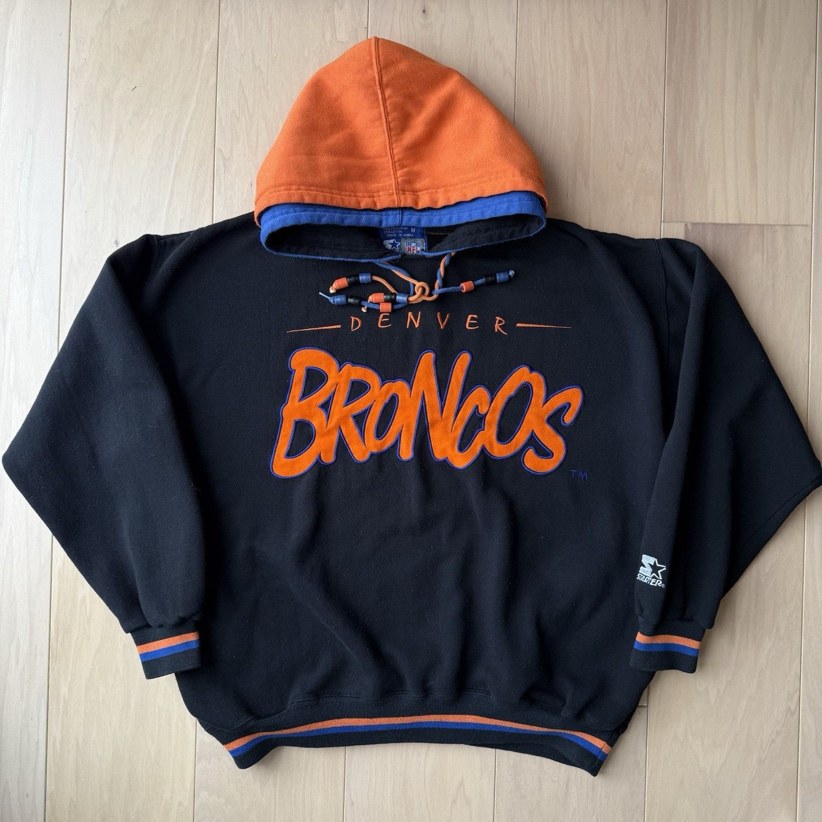 Starter × Vintage Vintage Denver Broncos Starter Hoodie Medium Black 90s Size US M / EU 48-50 / 2 - 2 Thumbnail