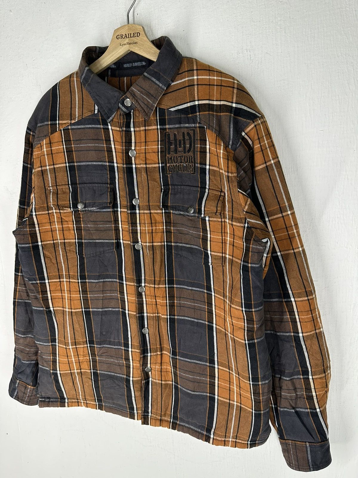 Harley Davidson Vintage HD Plaid Sherpa Lined Thick Heavy Flannel Jacket Size US L / EU 52-54 / 3 - 2 Thumbnail