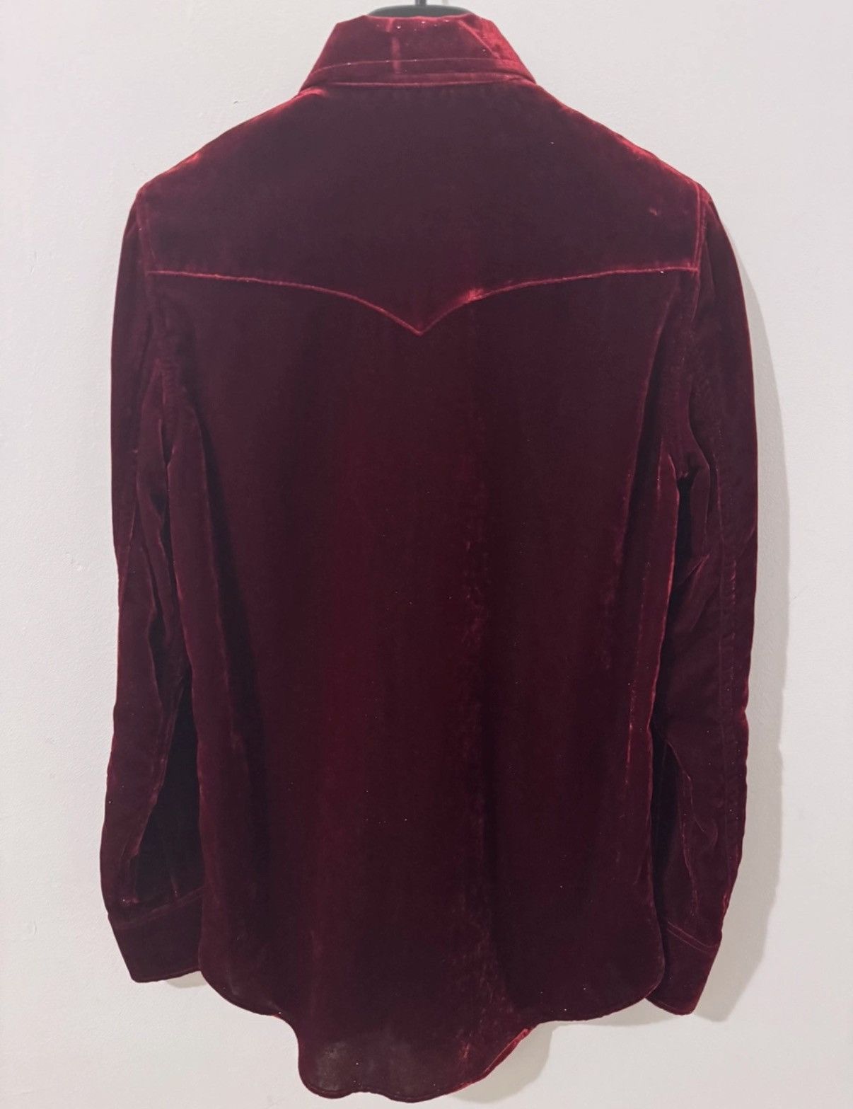 Saint Laurent Paris SLP 16FW Palace Cat's Eye Button Burgundy Velvet Shirt Size US S / EU 44-46 / 1 - 2 Thumbnail