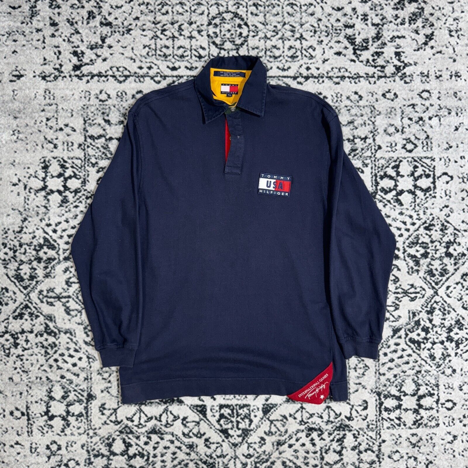 Tommy Hilfiger × Vintage Vintage Tommy Hilfiger Navy Cotton Polo Rugby Shirt Size S Size US S / EU 44-46 / 1 - 1 Thumbnail