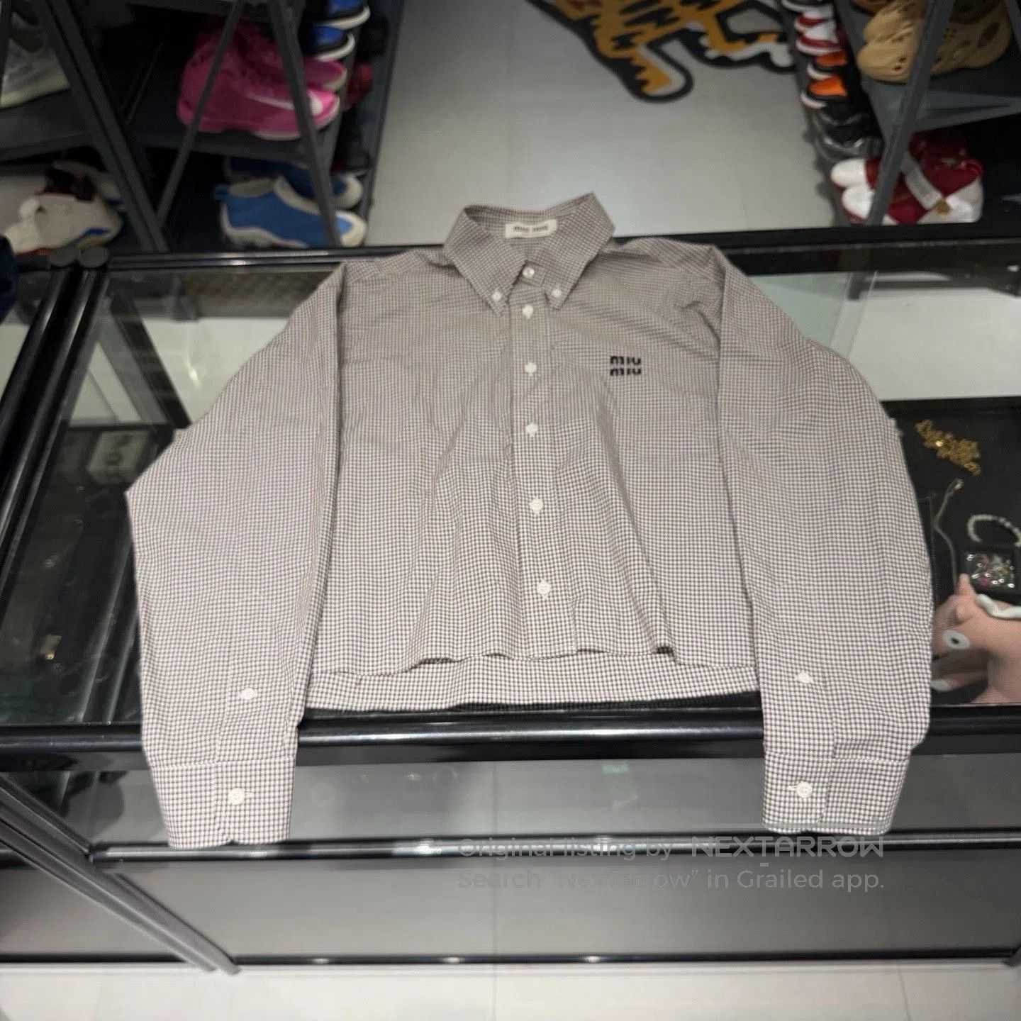 Miu Miu MIU MIU SS23 Logo Embroidered Check Shirt. Size XS / US 0-2 / IT 36-38 - 1 Thumbnail