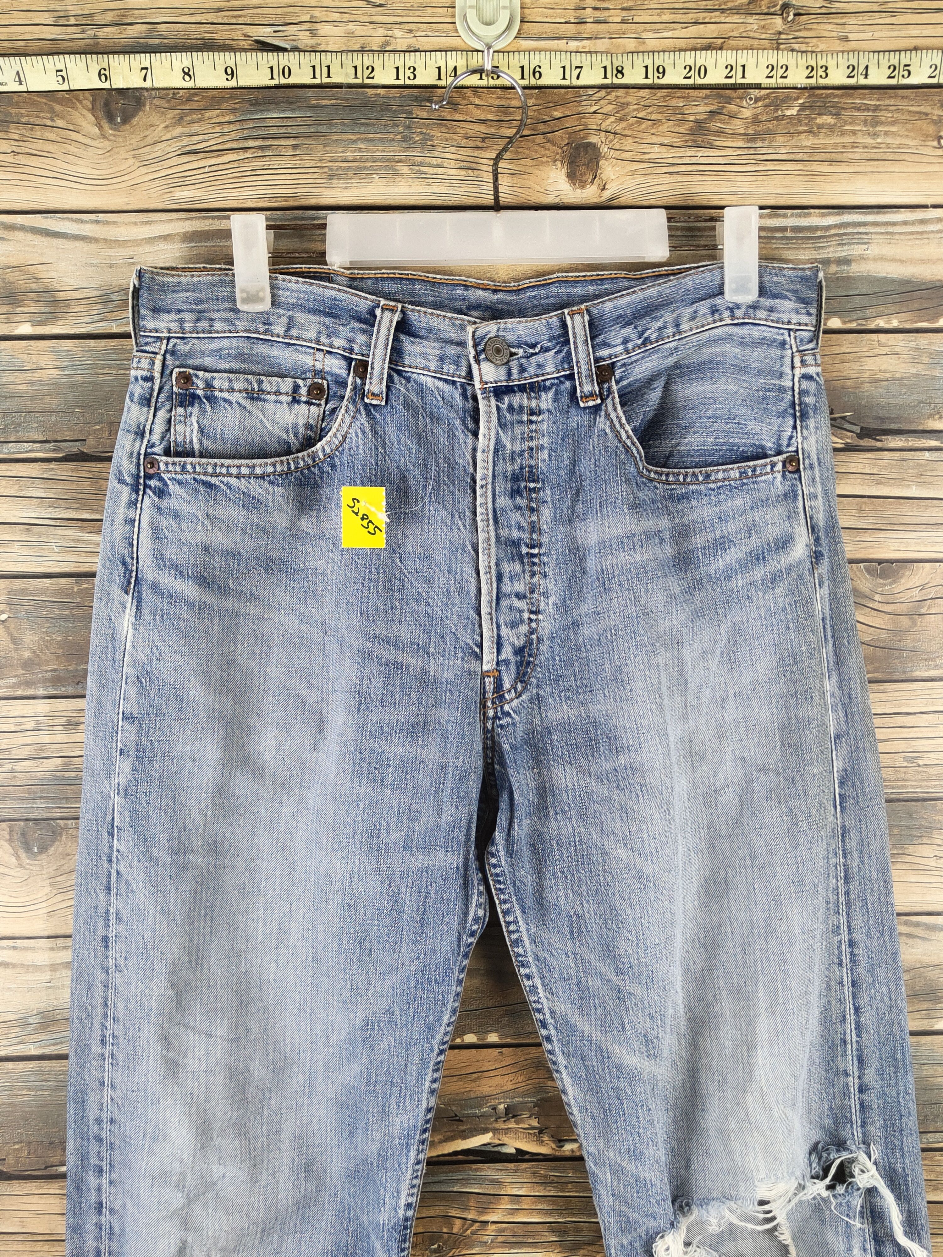 Levi's 501 Levi's Blue Distressed Ripped Jeans #S2855 Size US 31 - 2 Thumbnail