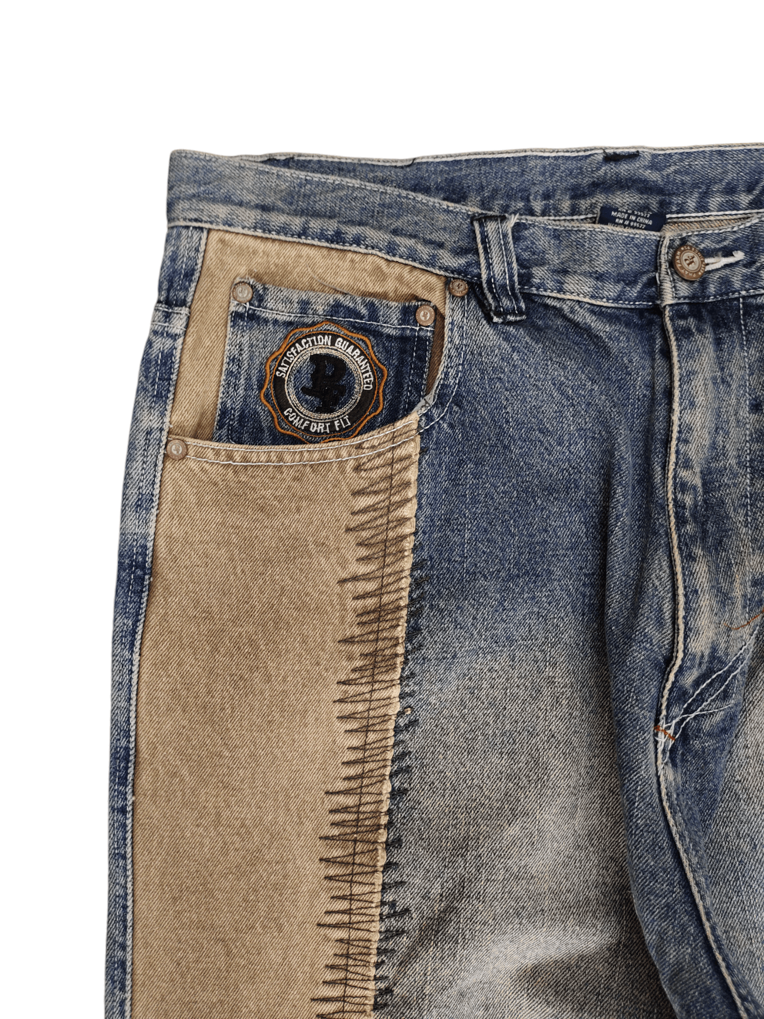 Phat Farm Crazy Vintage Y2k Phat Farm Patchwork Jnco Style Baggy Jeans Size US 35 - 4 Thumbnail