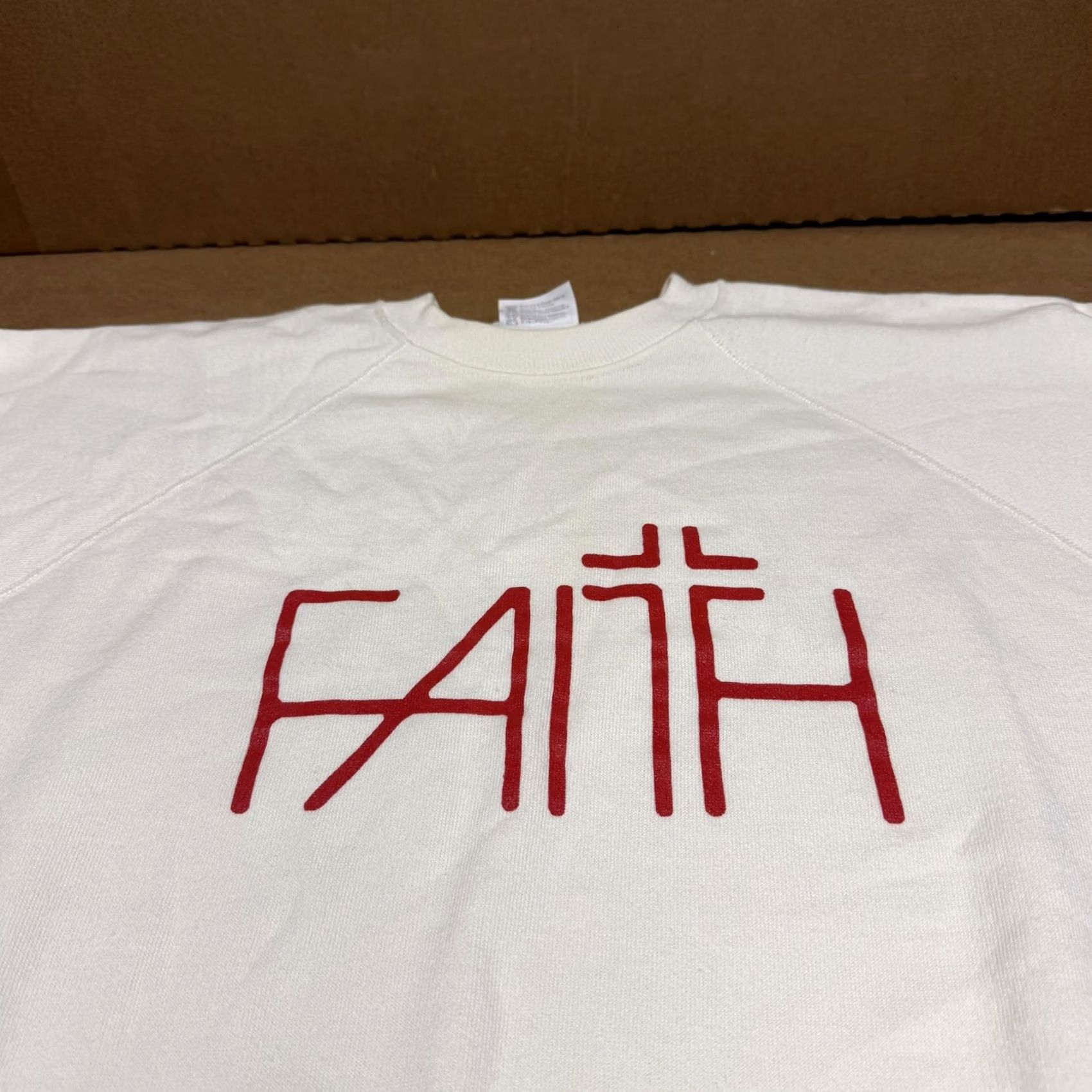 Hanes VINTAGE Hanes Sweatshirt Mens XL White Faith Christian Graphic Pullover USA Size US XL / EU 56 / 4 - 2 Thumbnail