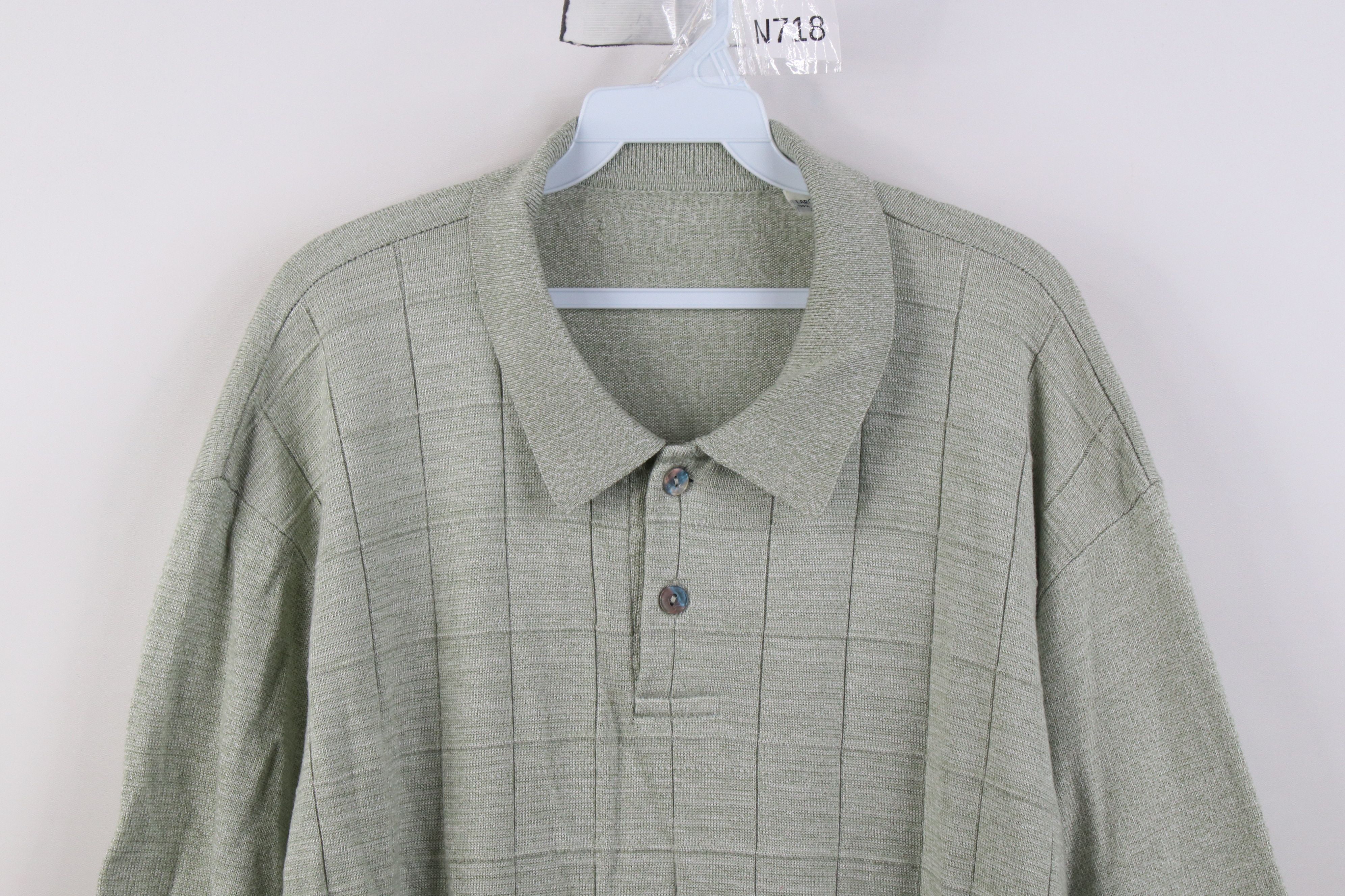 Vintage Vintage 90s Streetwear Knit Collared Polo Shirt Green Size US L / EU 52-54 / 3 - 2 Thumbnail