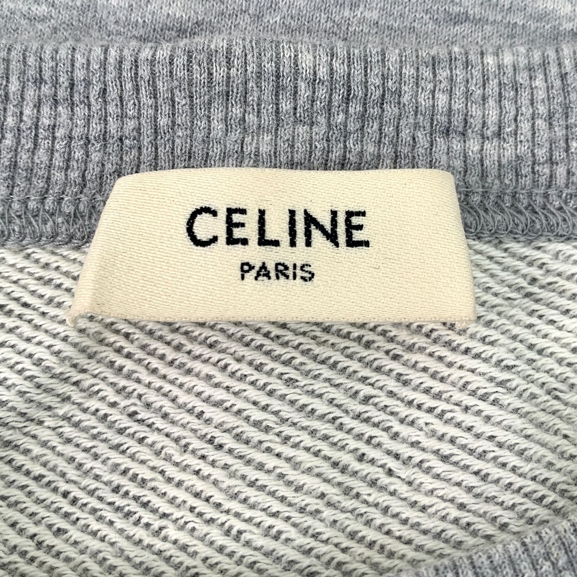 Celine Celine Gray Logo Print Cotton Crewneck Long Sleeve Sweatshir Size M / US 6-8 / IT 42-44 - 2 Thumbnail