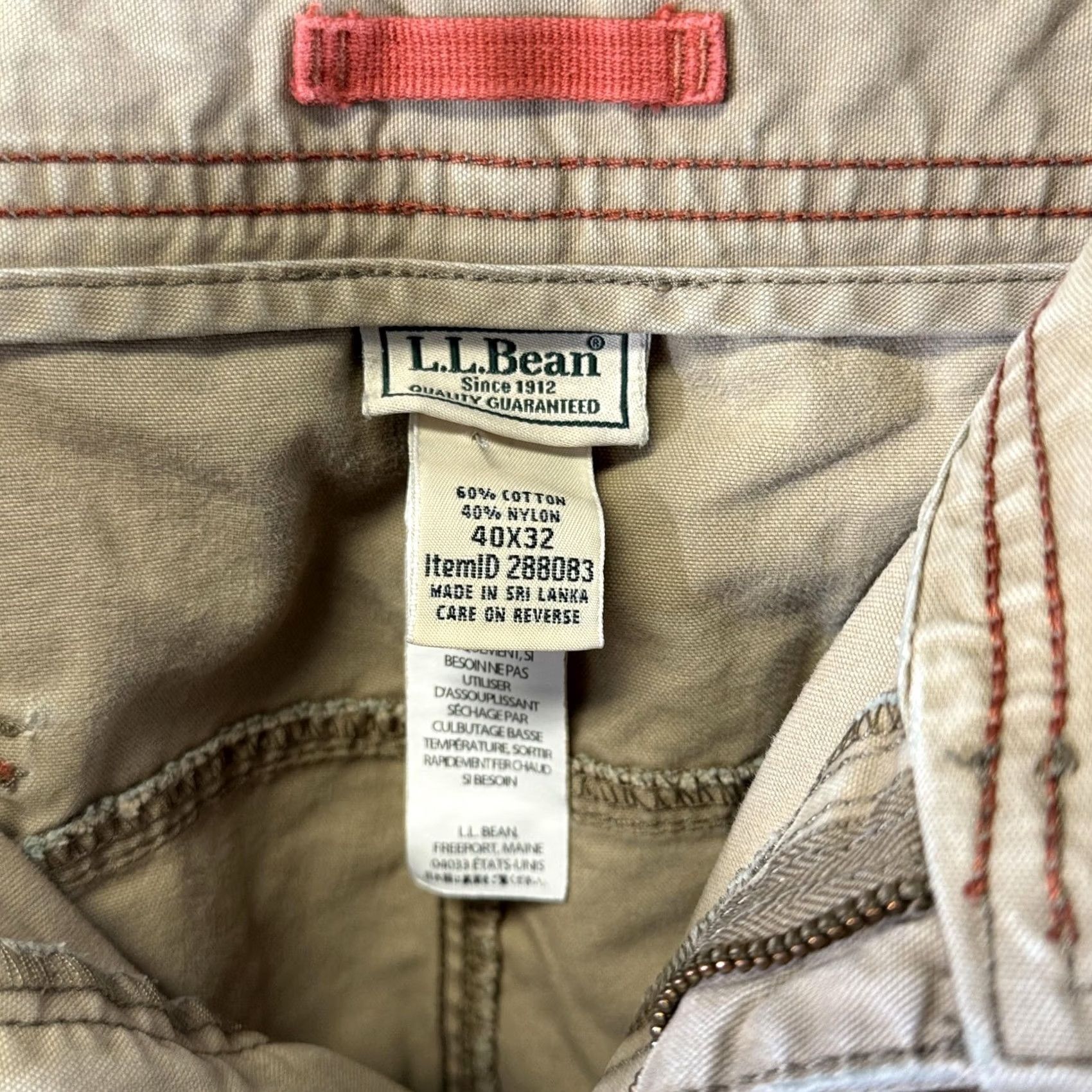 Vintage LL Bean Pants Mens 40x32 Khaki Cargo Pockets Workwear Outdoor Toiletry? Size US 40 / EU 56 - 5 Thumbnail