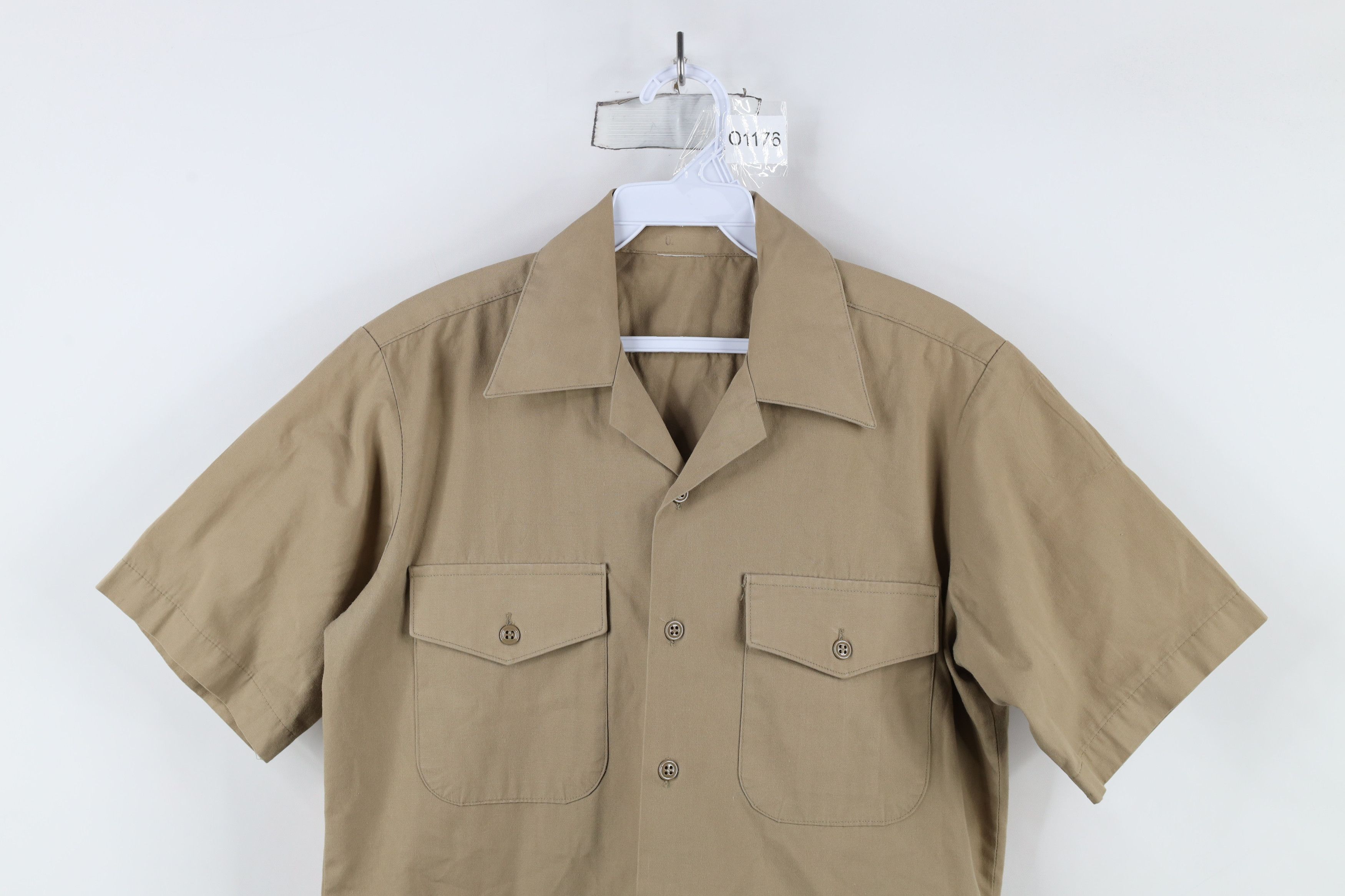 Vintage Vintage 80s Military Short Sleeve Button Shirt Khaki USA Size US M / EU 48-50 / 2 - 2 Thumbnail