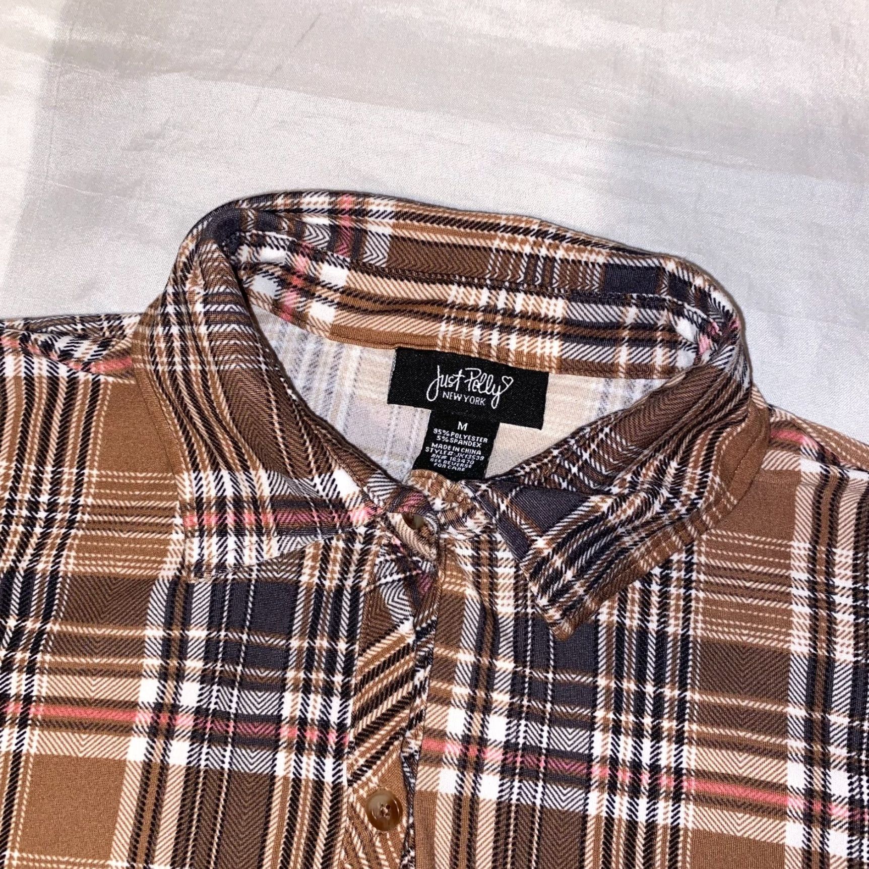 Pinko VINTAGE Just Polly New York Plaid Shirt Button-Up Long Sleeve M Brown Women Womens Regular Size M / US 6-8 / IT 42-44 - 2 Thumbnail