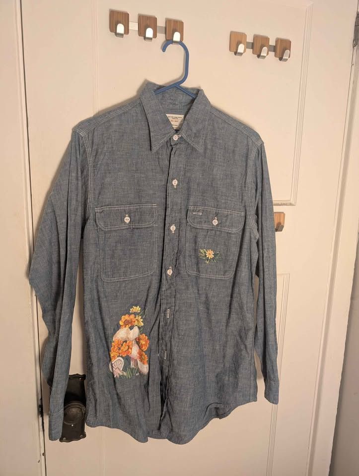 JCPenney 70s Vintage Painted Big Mac Work shirt Chambray Size US M / EU 48-50 / 2 - 1 Thumbnail