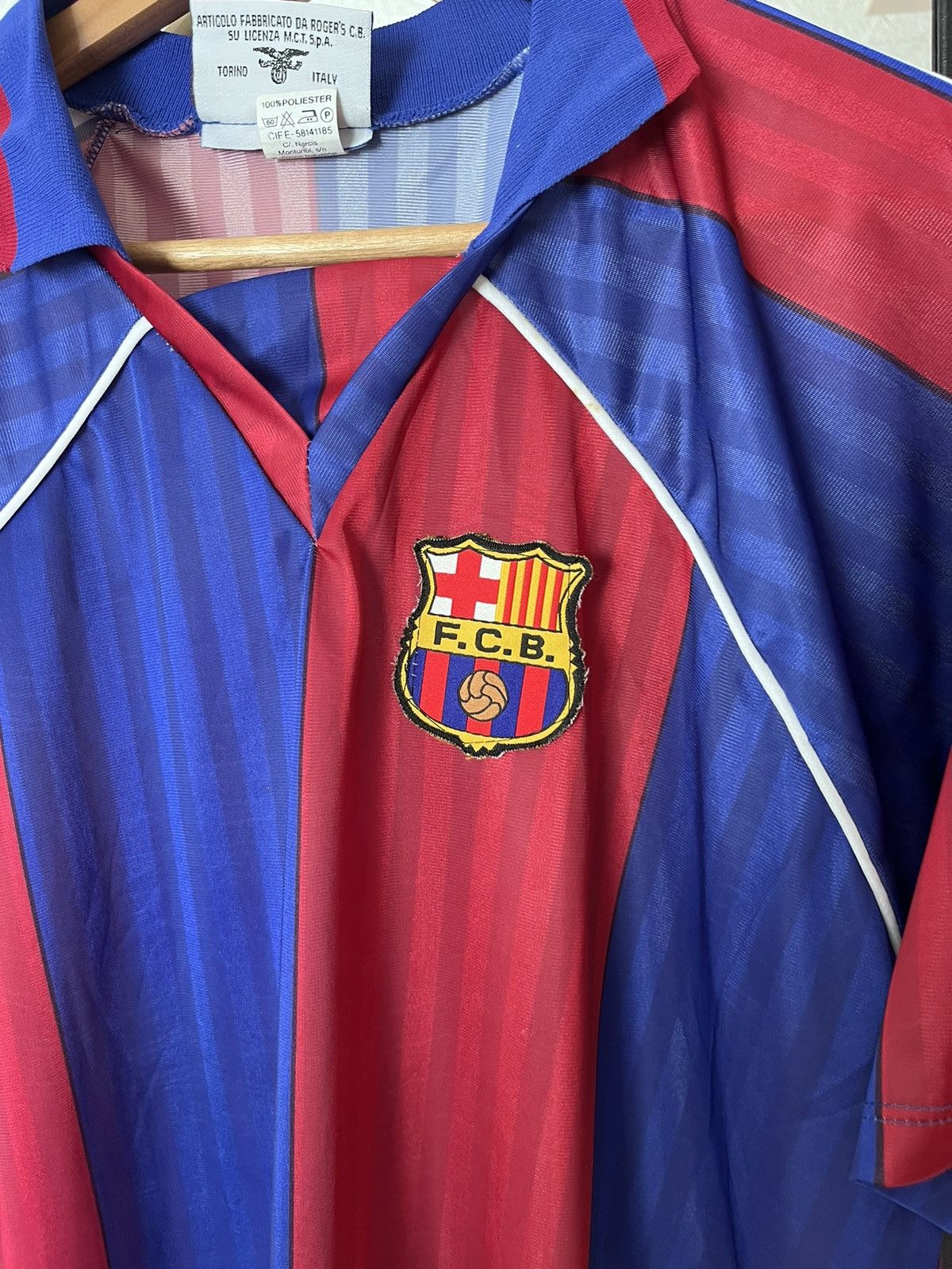 Vintage Vintage FC Barcelona Soccer Jersey Roger’s Red/Blue T Shirt Size US XL / EU 56 / 4 - 2 Thumbnail