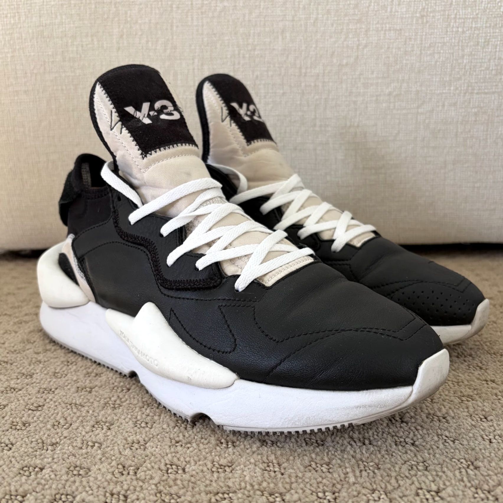 Adidas ADIDAS Y-3 Kaiwa Sneaker Black White Panda BC0908 Men US 10 Rare Shoes, Leather Upper, Rubber Outsole, Lace Up, Casual Activewear Size US 10 / EU 43 - 5 Thumbnail