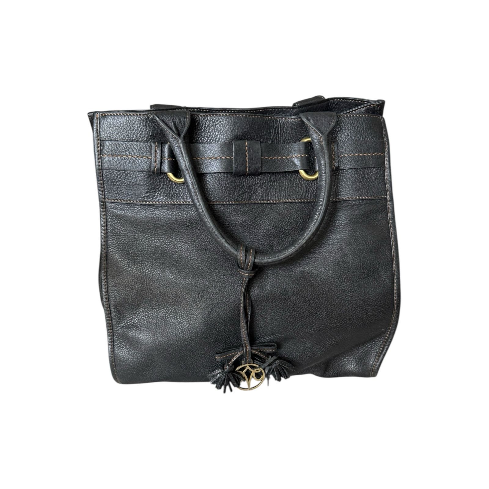 Johnston & Murphy $228 Johnston & Murphy Black Pebbled Leather Tote Bag Purse Size ONE SIZE - 1 Thumbnail