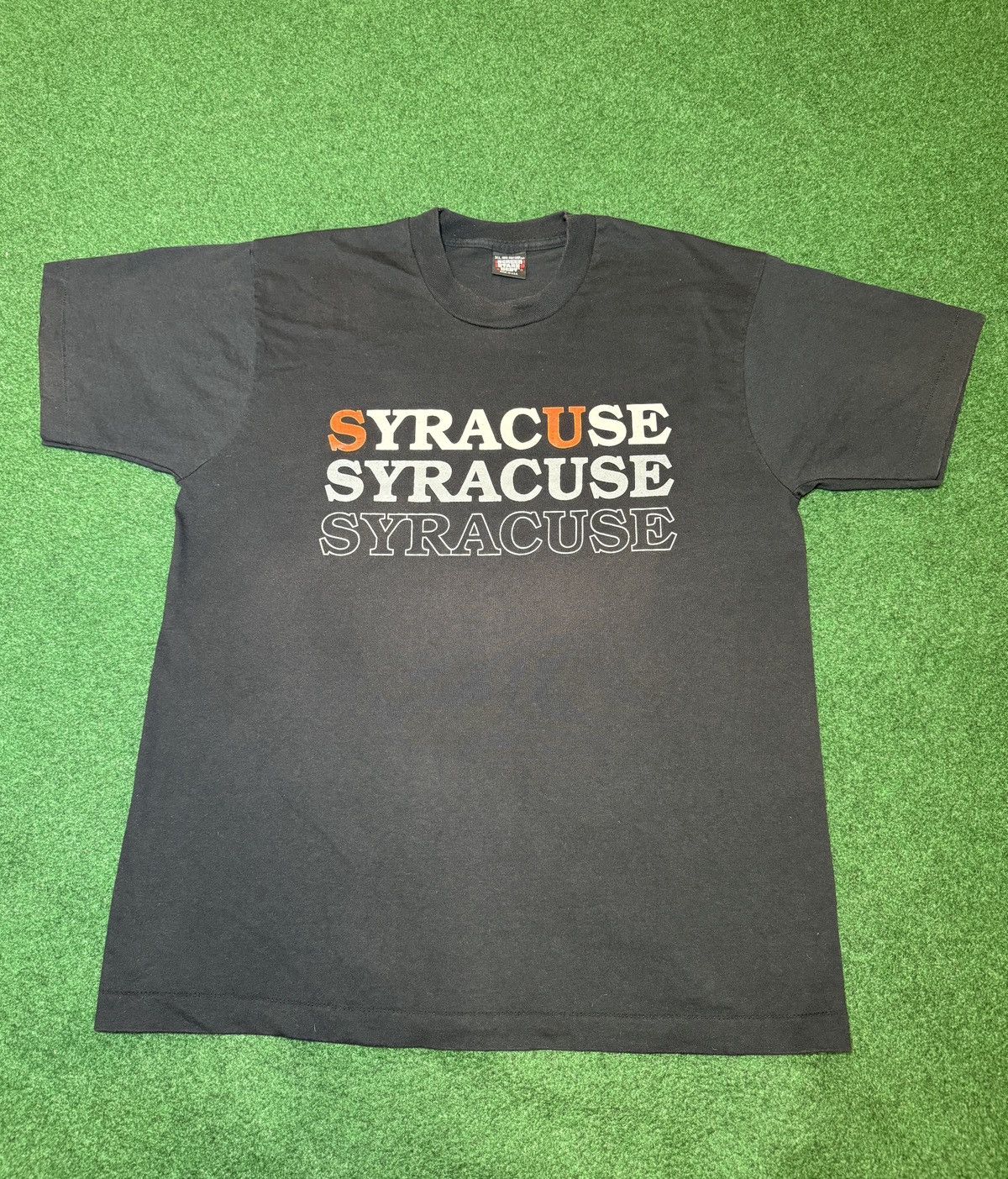 Vintage Vintage 90s Syracuse University New York Black T Shirt Size US XL / EU 56 / 4 - 1 Thumbnail