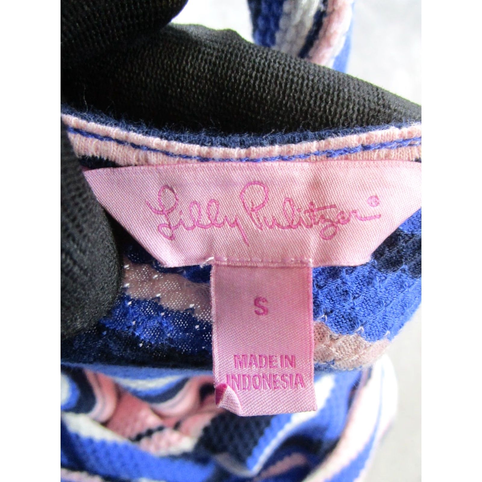 Lilly Pulitzer VINTAGE Lilly Pulitzer Dress Womens Small Blue Pink Cotton Blend Knit Bodycon * Size S / US 4 / IT 40 - 3 Thumbnail