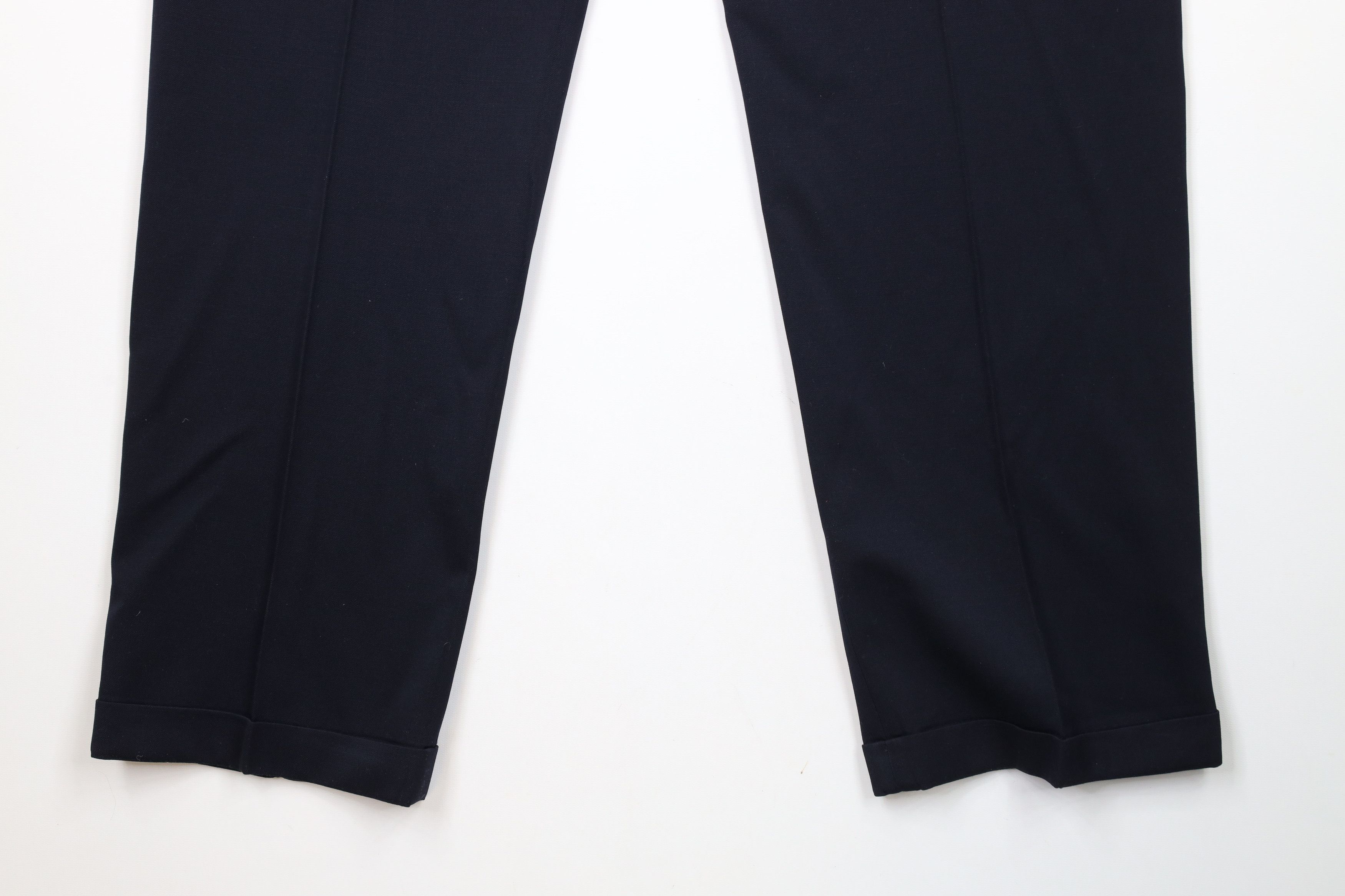Lands' End × Vintage Vintage 90s Lands End Cuffed Wool Chino Pants Navy Blue USA Size US 36 / EU 52 - 13 Thumbnail