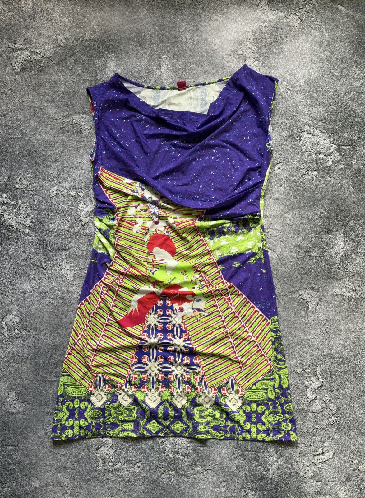 Jean Paul Gaultier Save The Queen Sun JPG Style Y2K Geisha Abstract Print Dress Size L / US 10 / IT 46 - 1 Thumbnail
