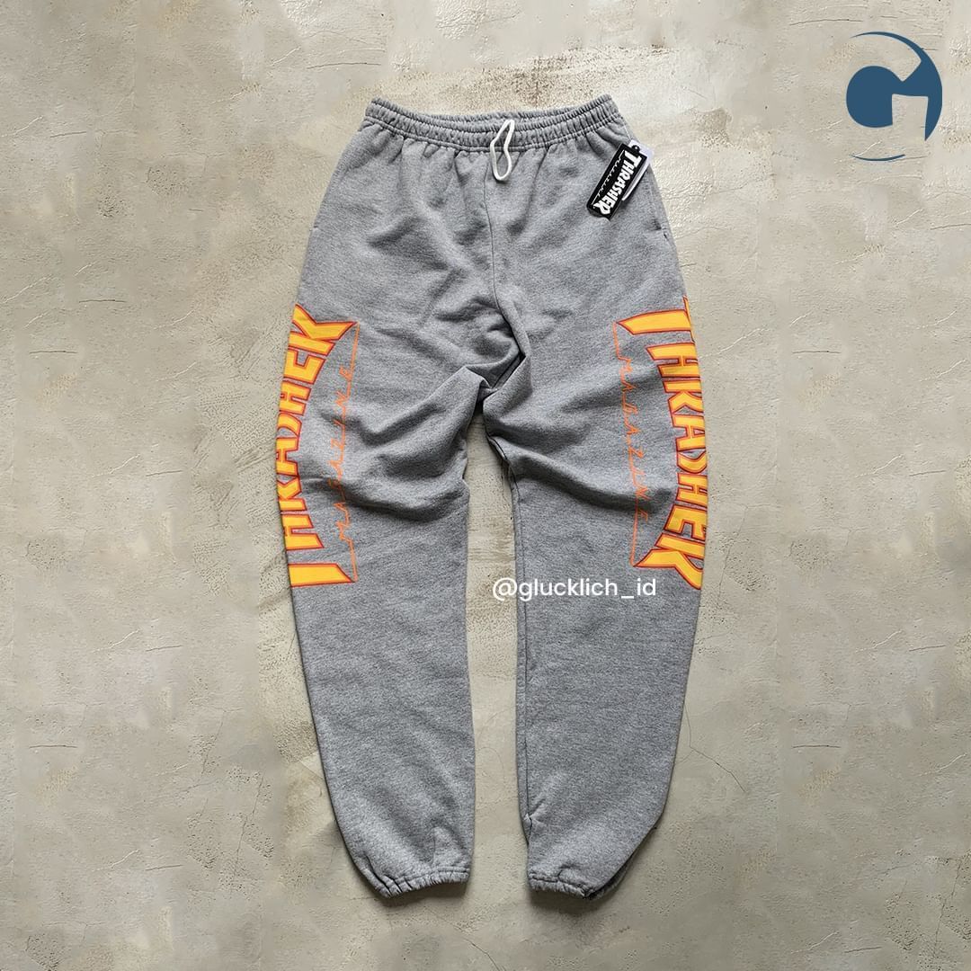 Thrasher Thrasher Flame Sweatpants Heather Gray Grailed