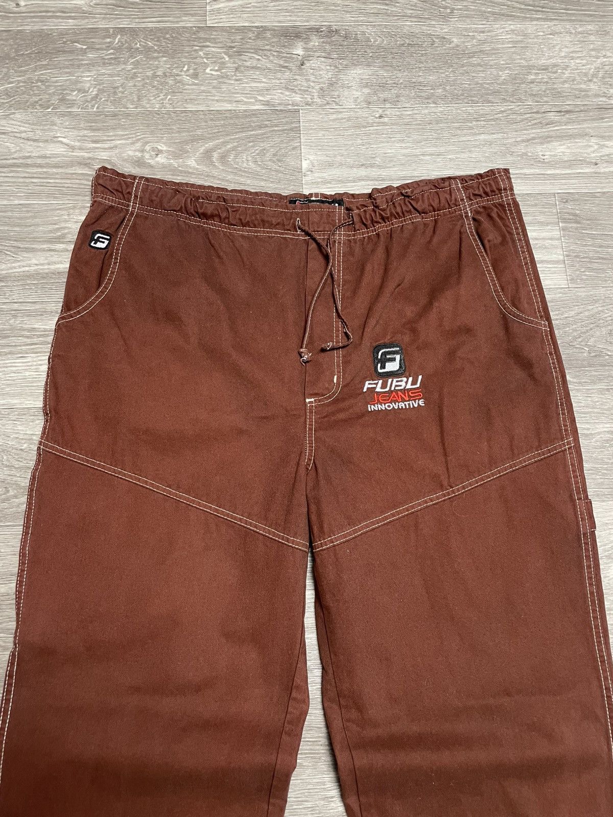 Fubu Vintage FUBU Brown Carpenter Pants Rap 90s Size US 35 - 3 Thumbnail