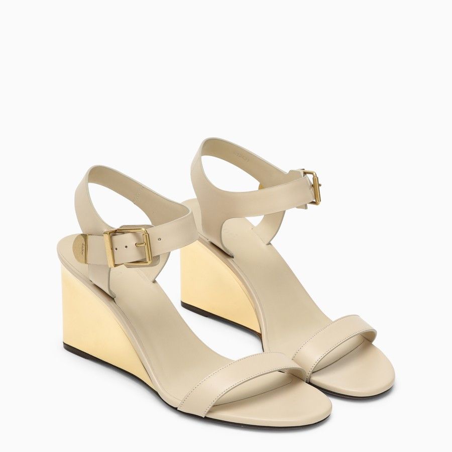 Chloe o1d2blof0824 Leather Sandals in Beige Size US 7 / IT 37 - 2 Thumbnail