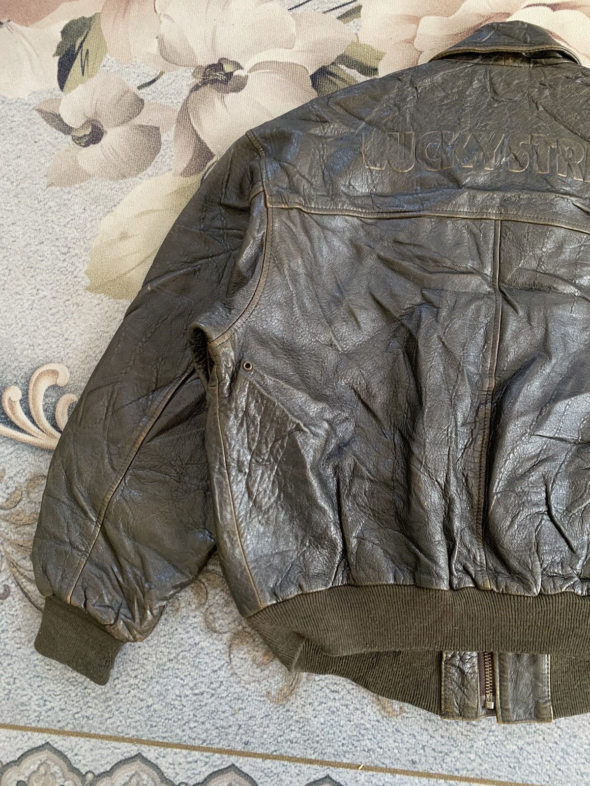 Leather Vtg Lucky Strike Embossed Logo Leather Jacket Size US L / EU 52-54 / 3 - 5 Thumbnail
