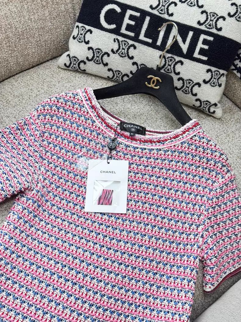 Chanel Chanel Pink mixed-colour woven short-sleeved dress Size XXS / US 00 / IT 34 - 2 Thumbnail