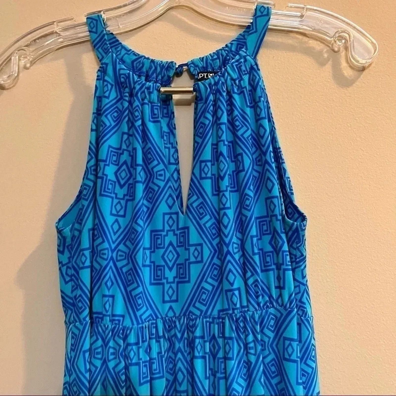 Apt. 9 Apt 9 Womens Dress XS Sleeveless Maxi Blue Aztec Print Size XS / US 0-2 / IT 36-38 - 2 Thumbnail