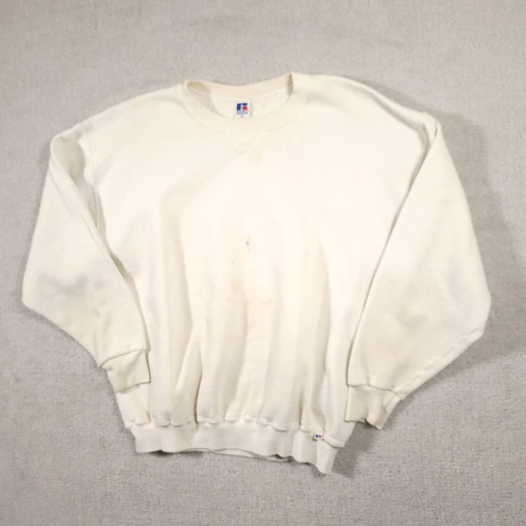 Russell Athletic VINTAGE Russell Athletic Sweatshirt Mens XL White Grunge Skater Stained Flawed Size US XL / EU 56 / 4 - 2 Thumbnail