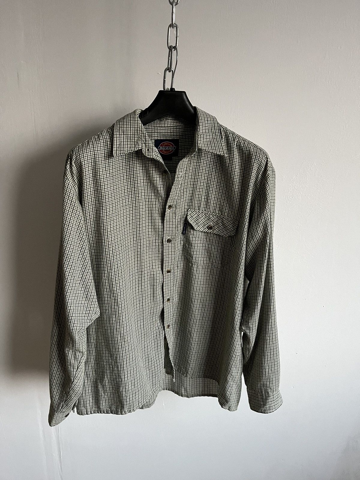 Dickies × Japanese Brand × Vintage Vintage 90s Dickies Plaid Button Up Shirt Flannel Workwear Size US L / EU 52-54 / 3 - 2 Thumbnail